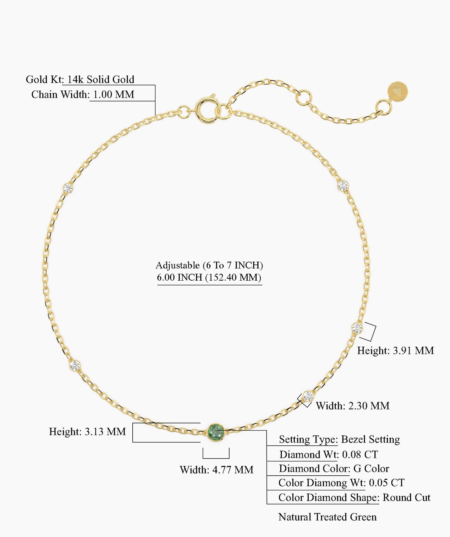 Emerald & Diamond Station Bracelet