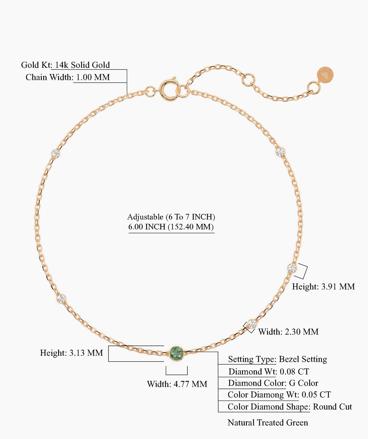 Emerald & Diamond Station Bracelet