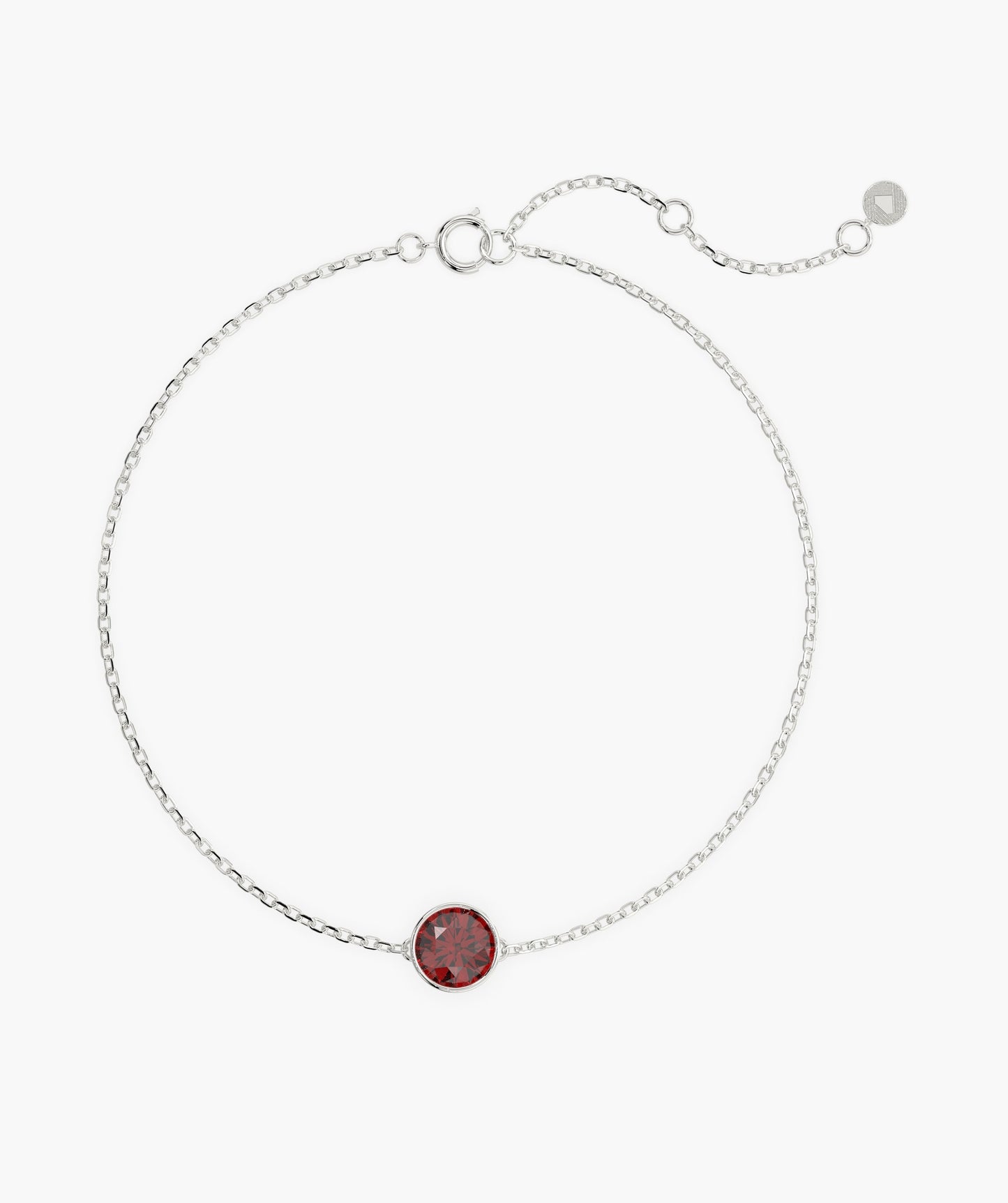 14K Gold Garnet Solitaire Chain Bracelet