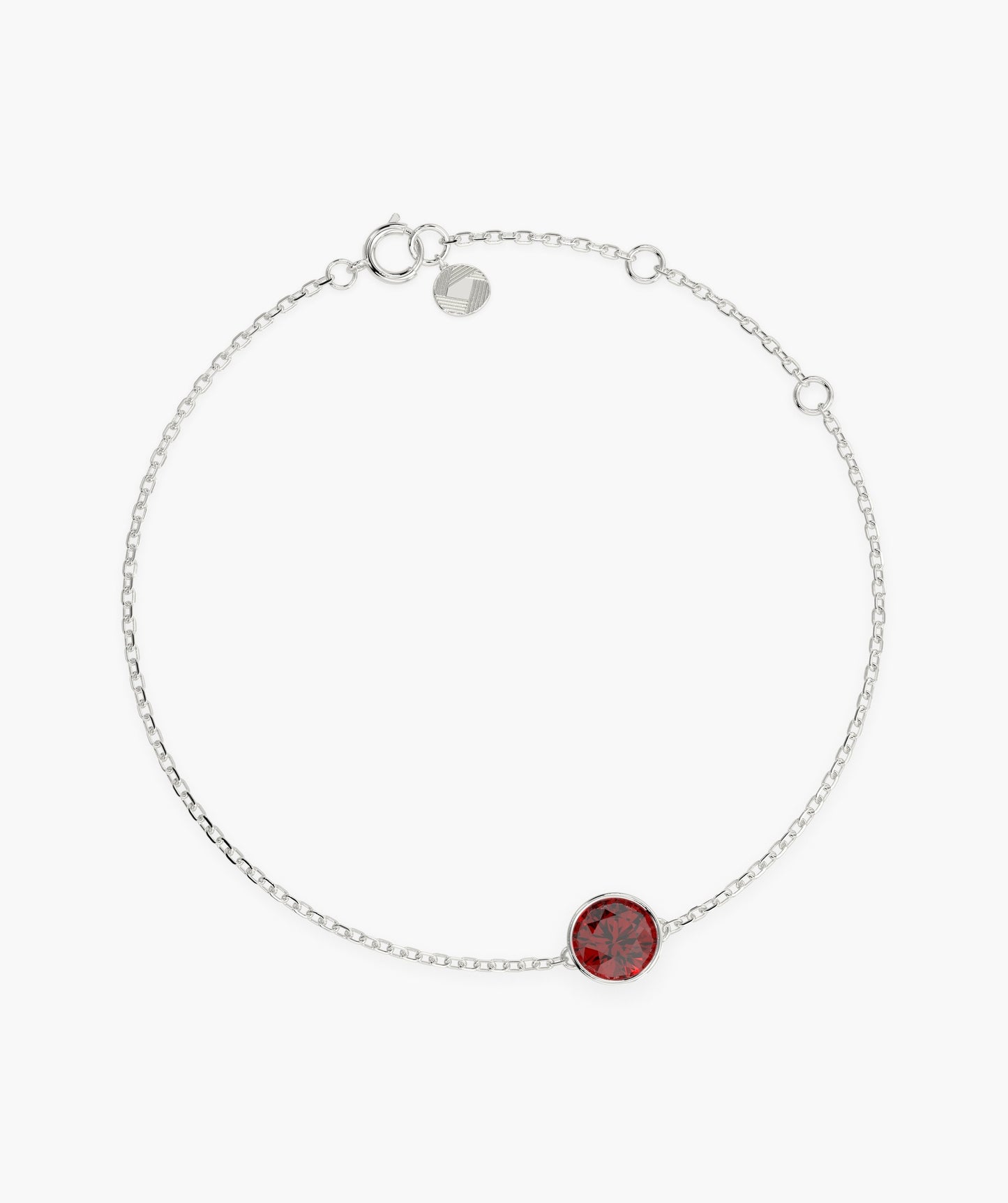 14K Gold Garnet Solitaire Chain Bracelet