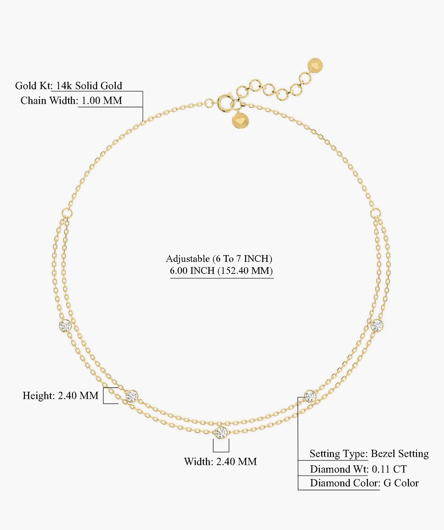 Minimalist Diamond Charm Bracelet