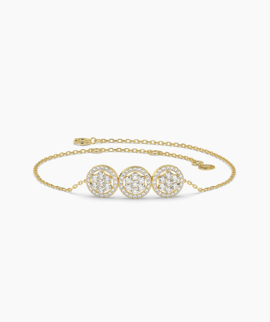 Triple Halo Diamond Elegance Bracelet