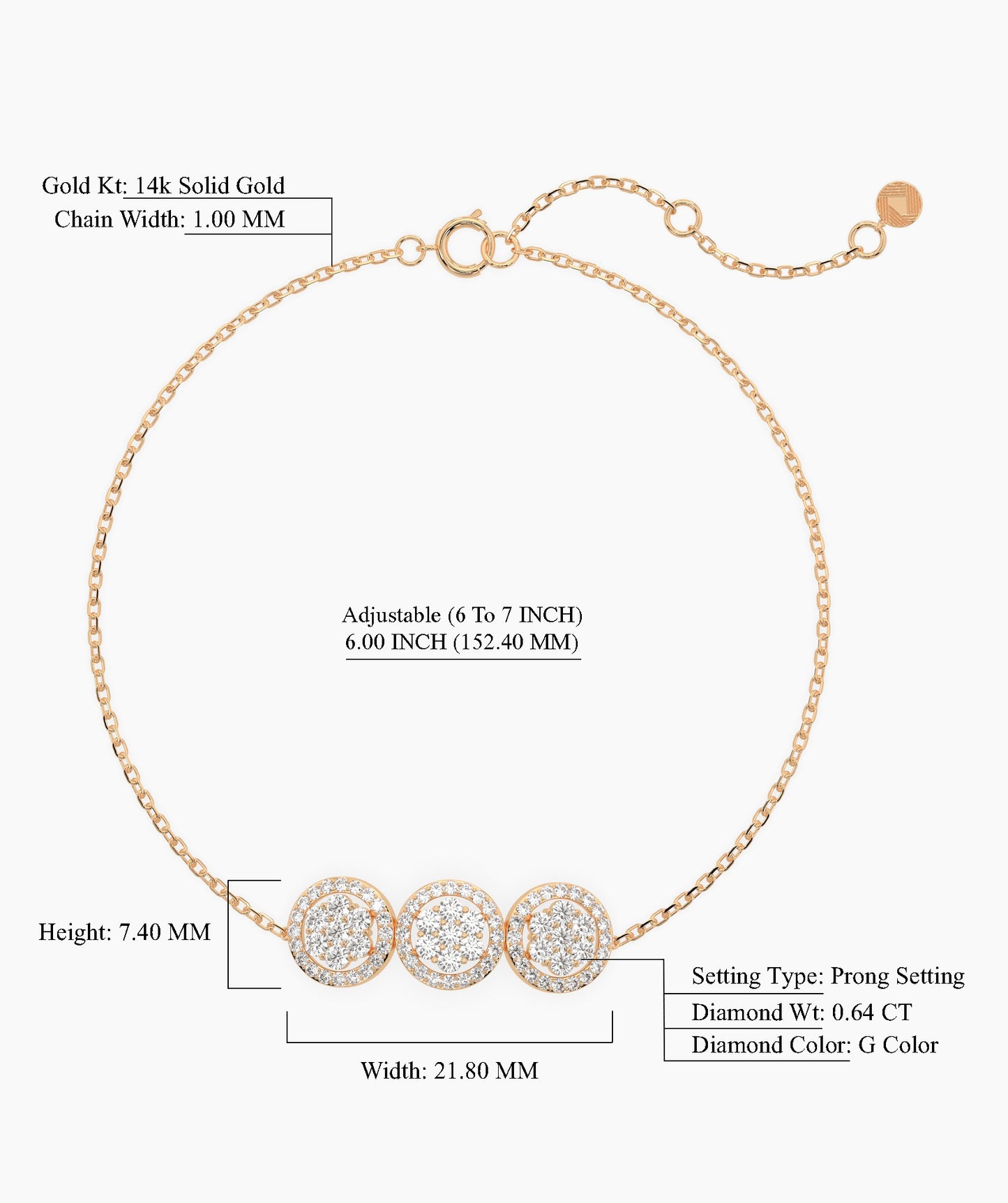 Triple Halo Diamond Elegance Bracelet