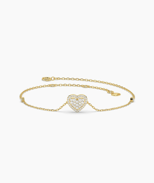 Heart of 14K Gold Diamond Bracelet