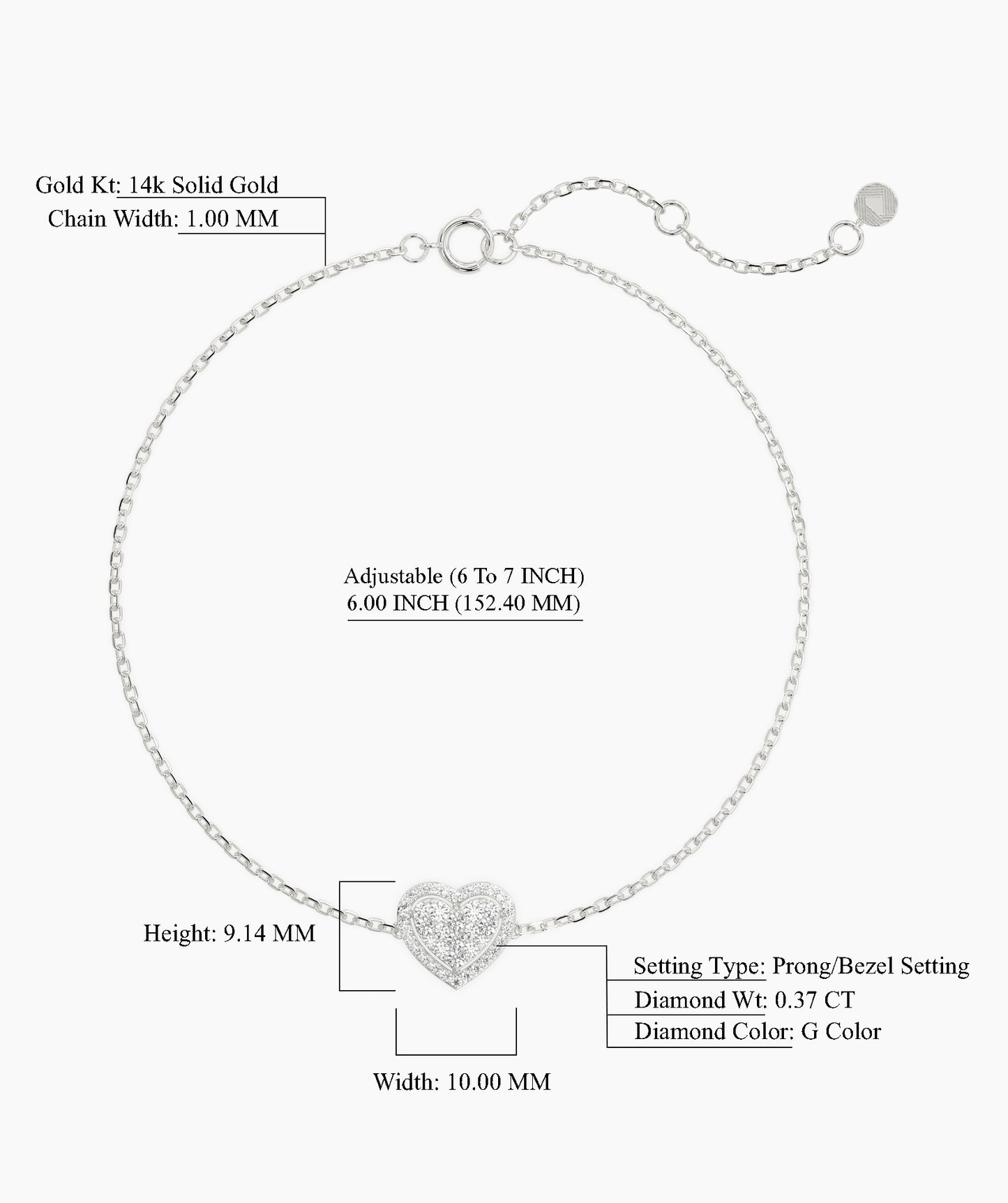 Heart of 14K Gold Diamond Bracelet
