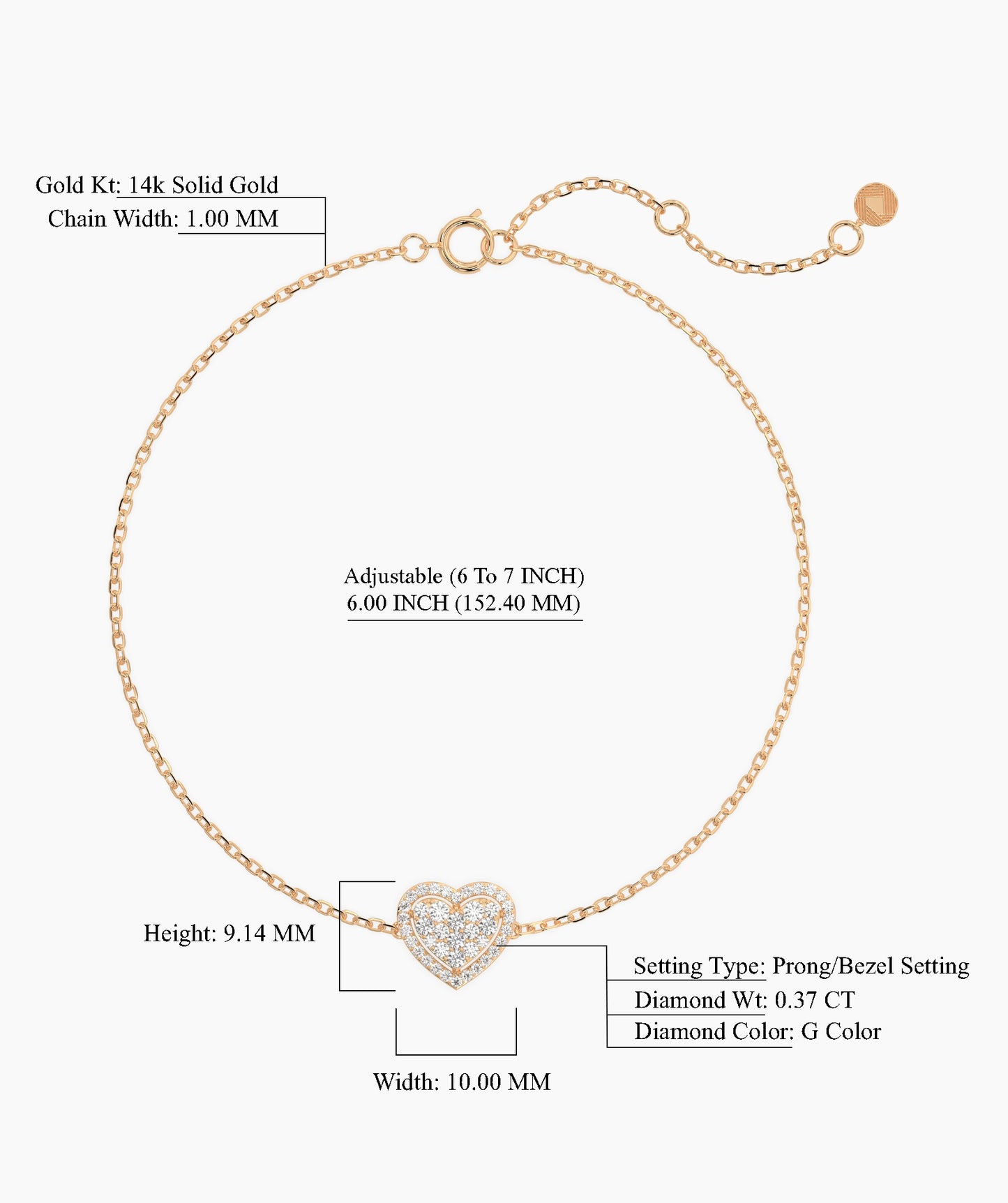 Heart of 14K Gold Diamond Bracelet