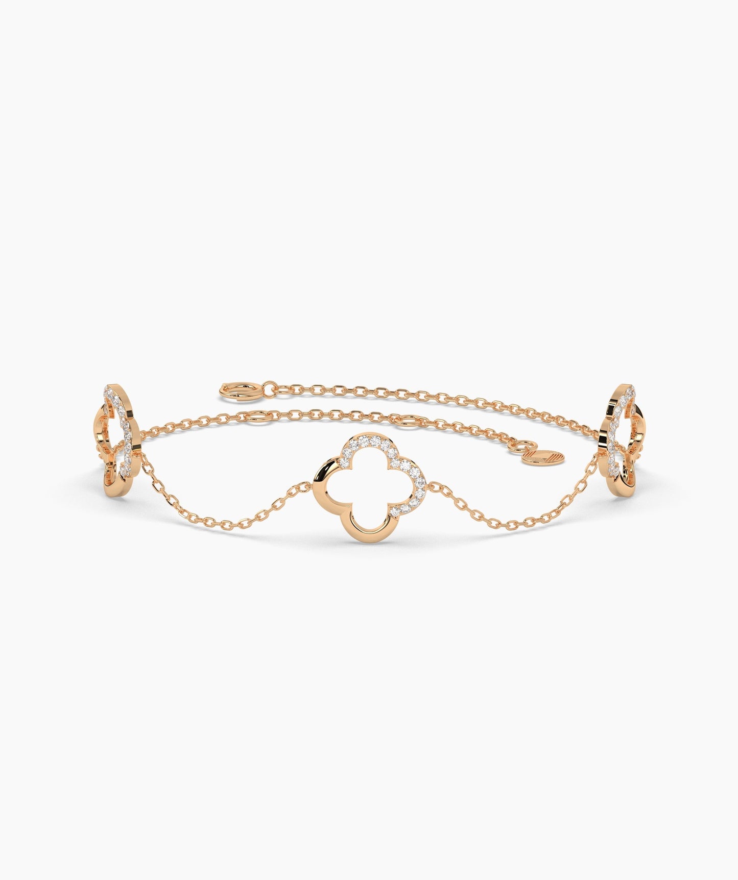 Triple Clover Diamond Charm Bracelet