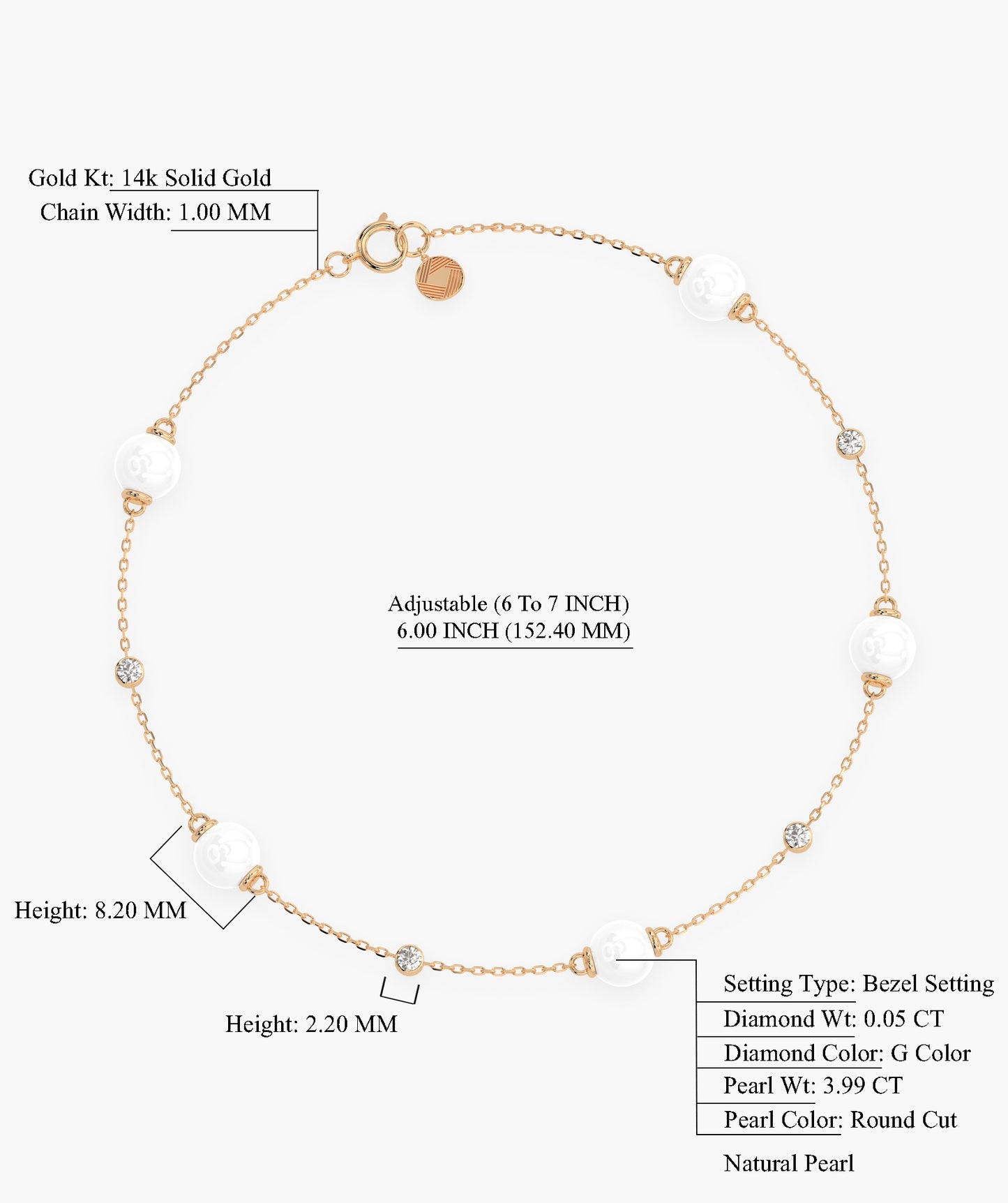 Pearl and Diamond Station Bracelet