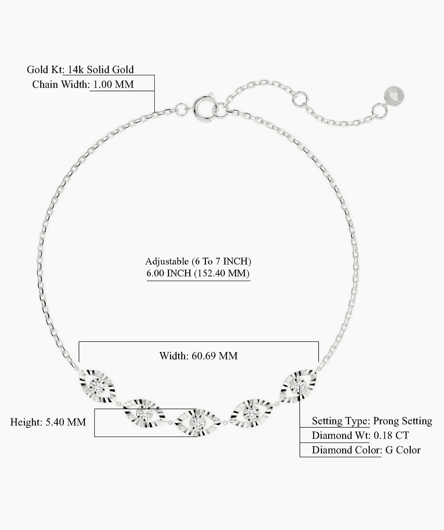 14K Gold Bezel Set Bracelet
