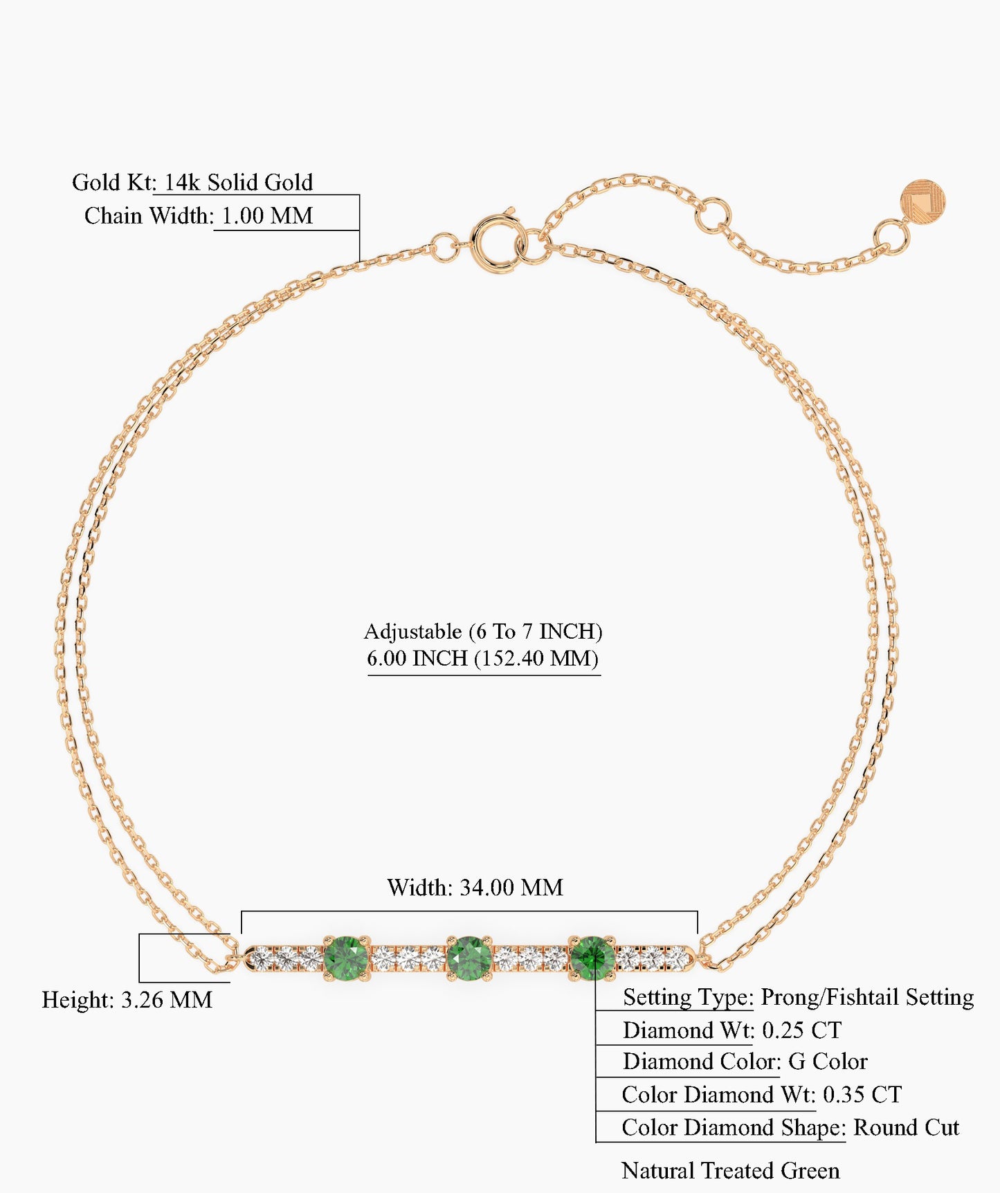 Emerald & Diamond Bar Bracelet
