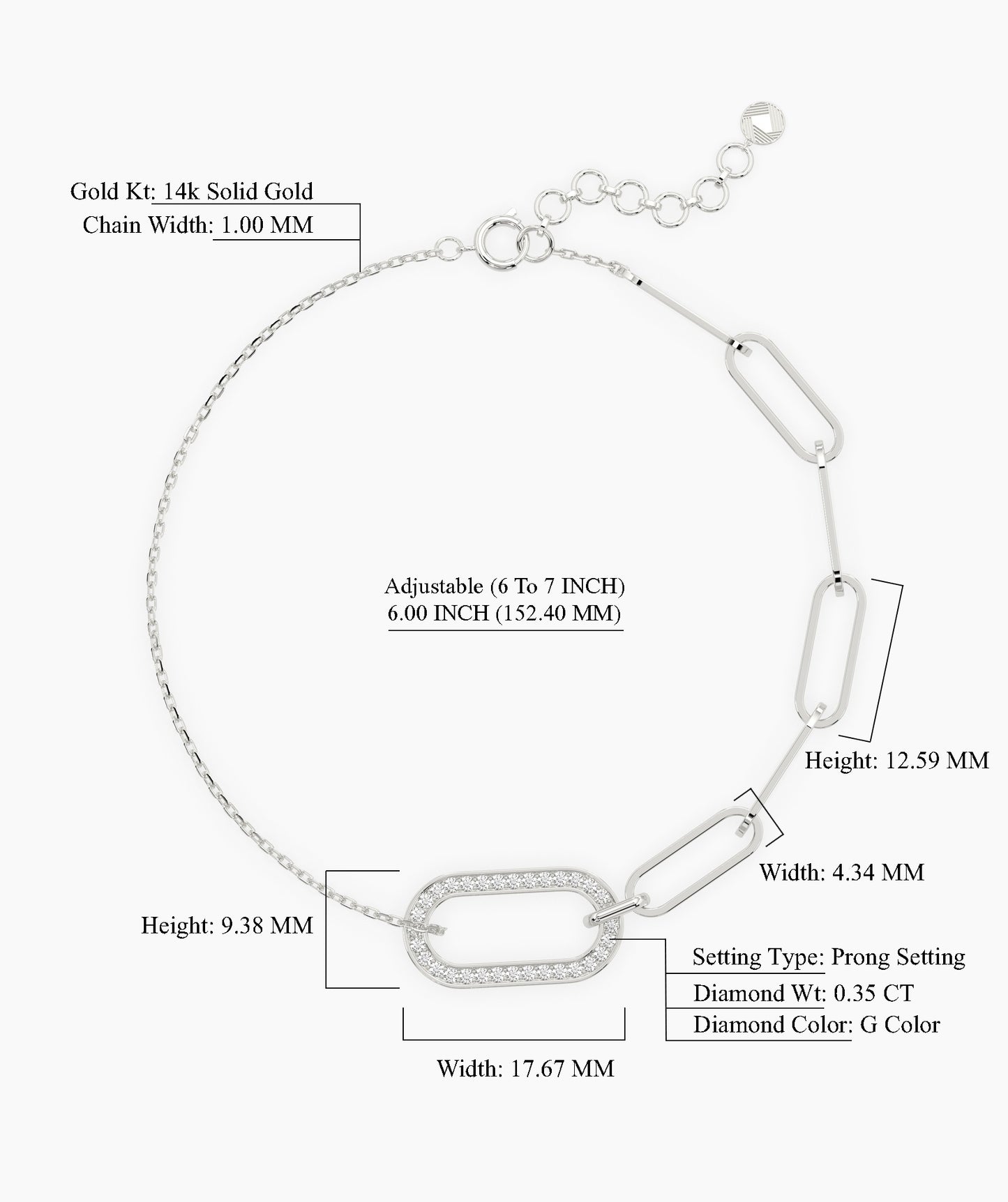 Gold Paperclip Chain Bracelet