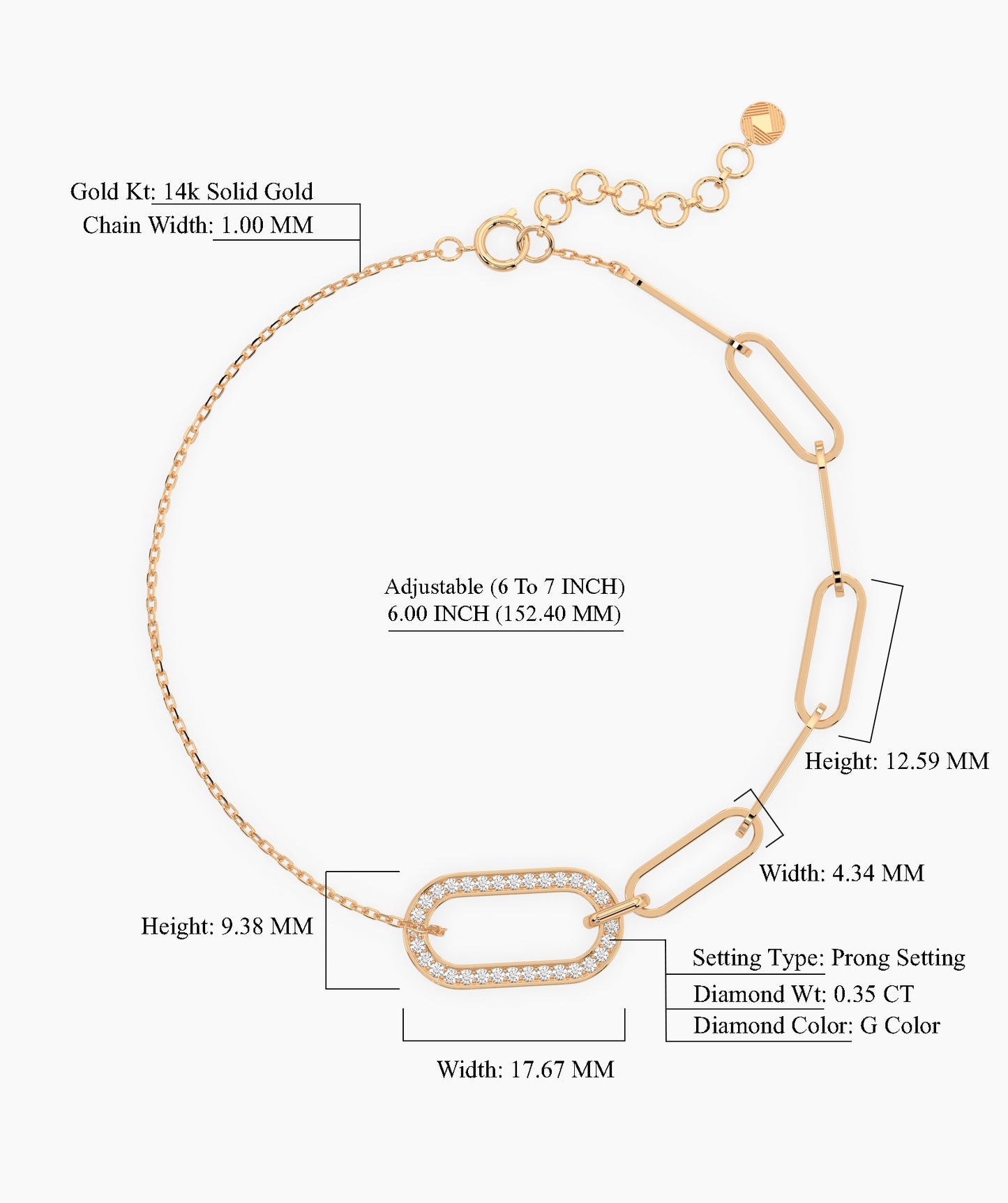 Gold Paperclip Chain Bracelet