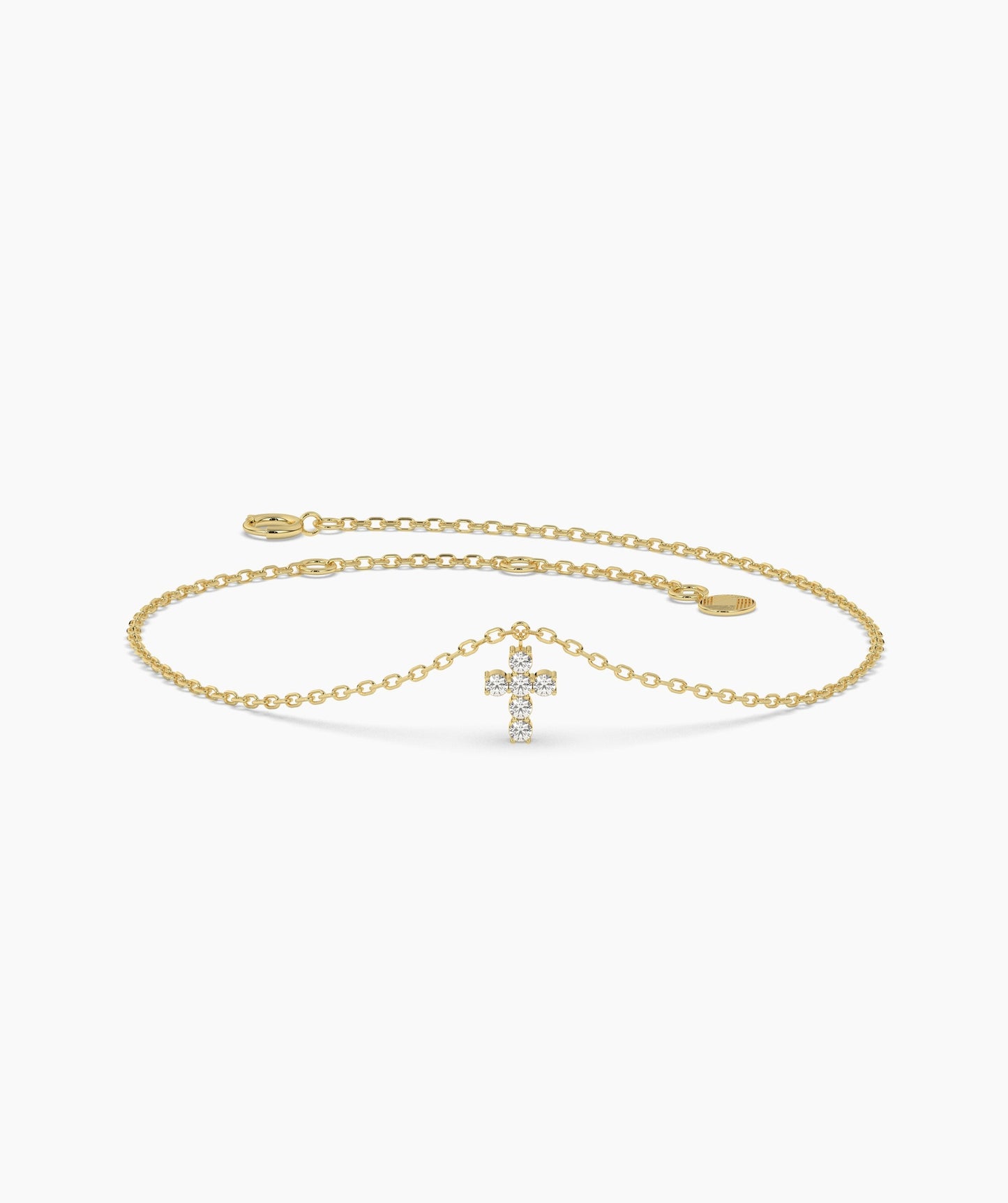 14K Gold Diamond Cross Bracelet