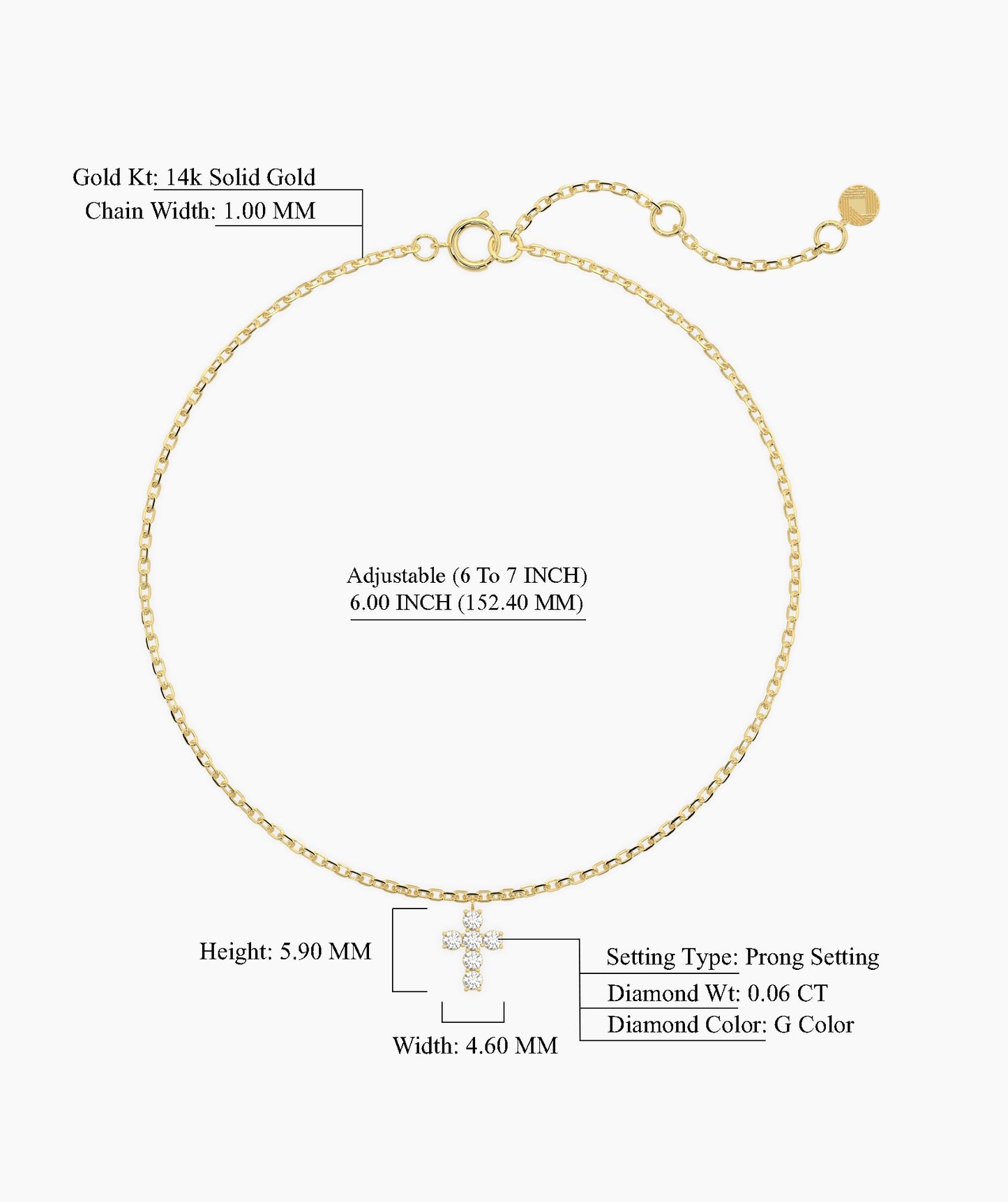 14K Gold Diamond Cross Bracelet