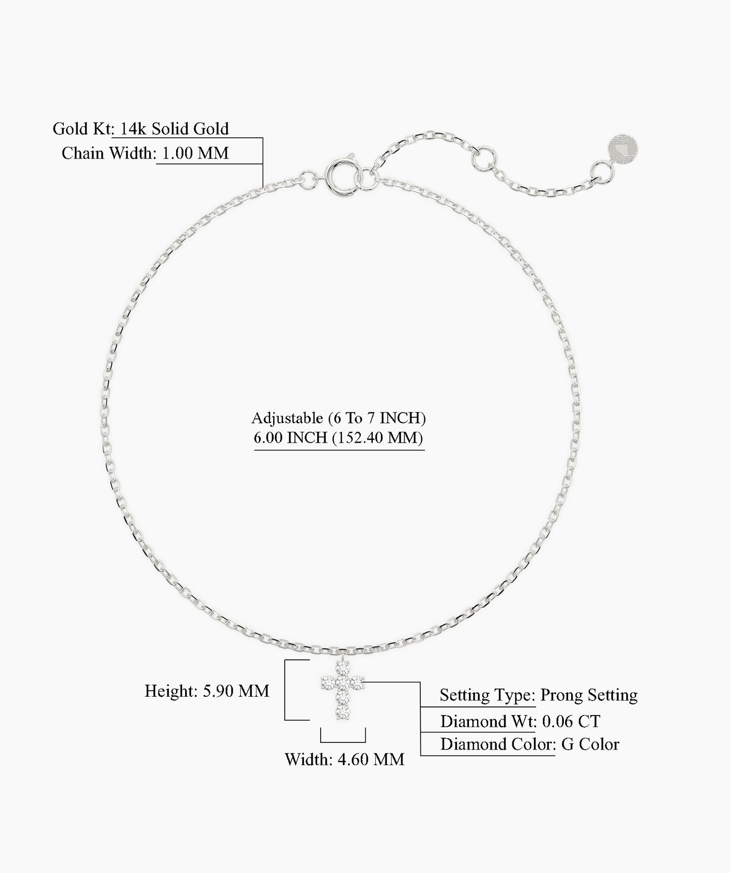 14K Gold Diamond Cross Bracelet