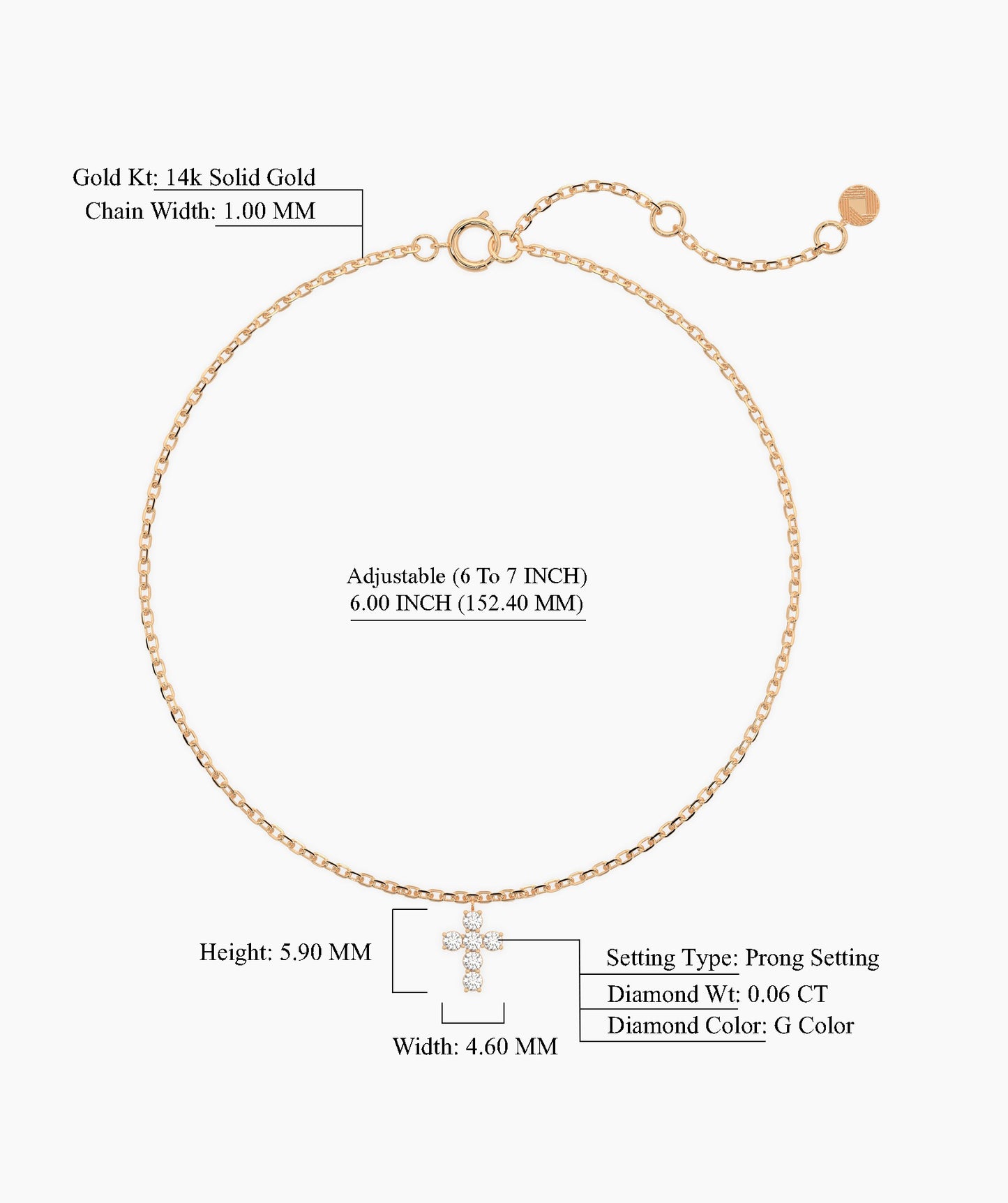14K Gold Diamond Cross Bracelet