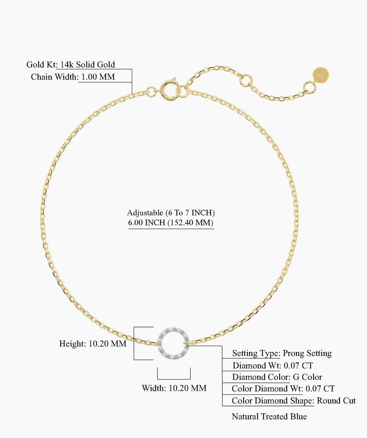 14K Gold Eternity Circle Bracelet