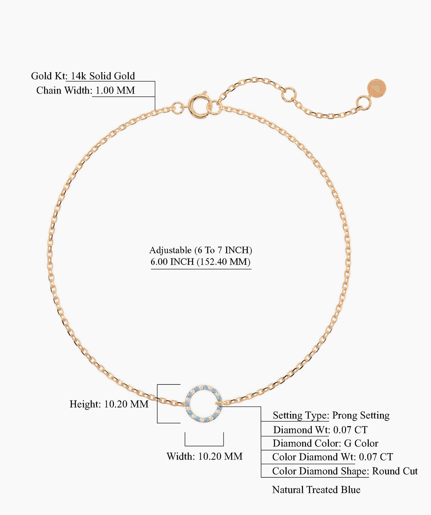 14K Gold Eternity Circle Bracelet