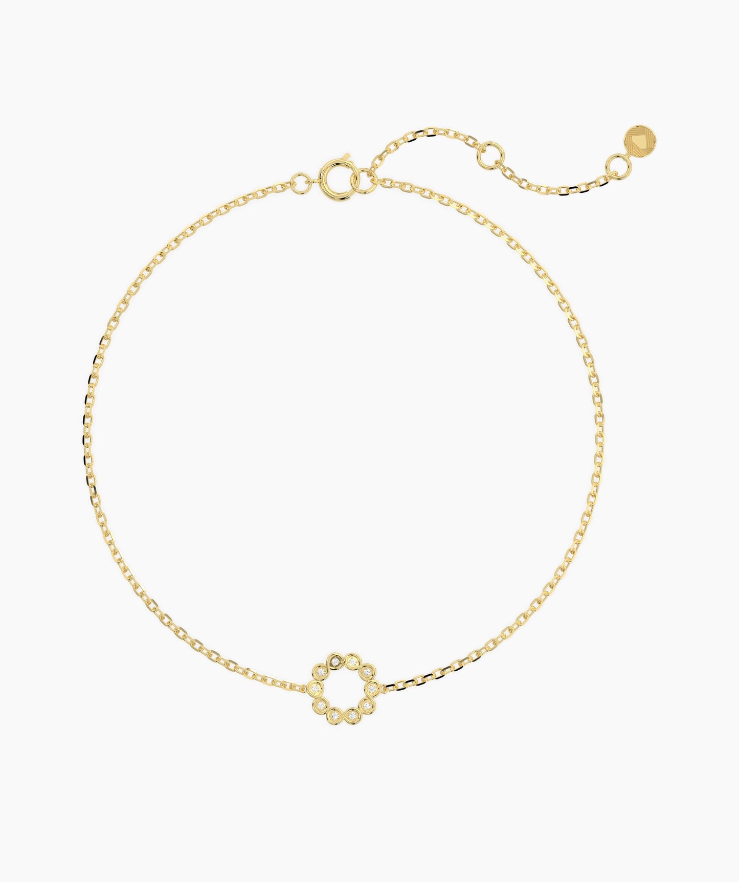 14K Gold Bezel Diamond Circle Bracelet