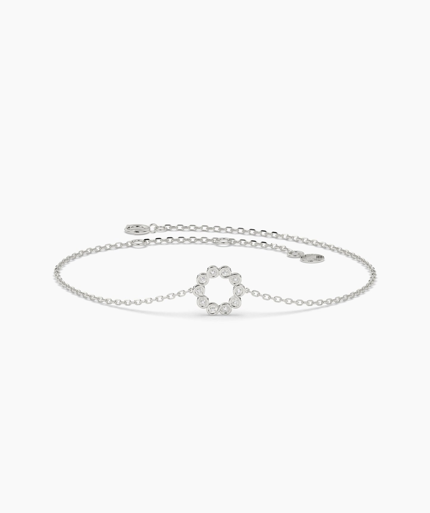 14K Gold Bezel Diamond Circle Bracelet