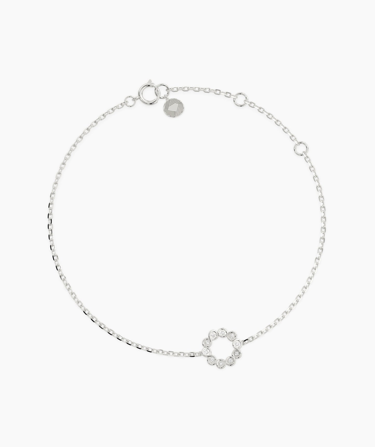 14K Gold Bezel Diamond Circle Bracelet