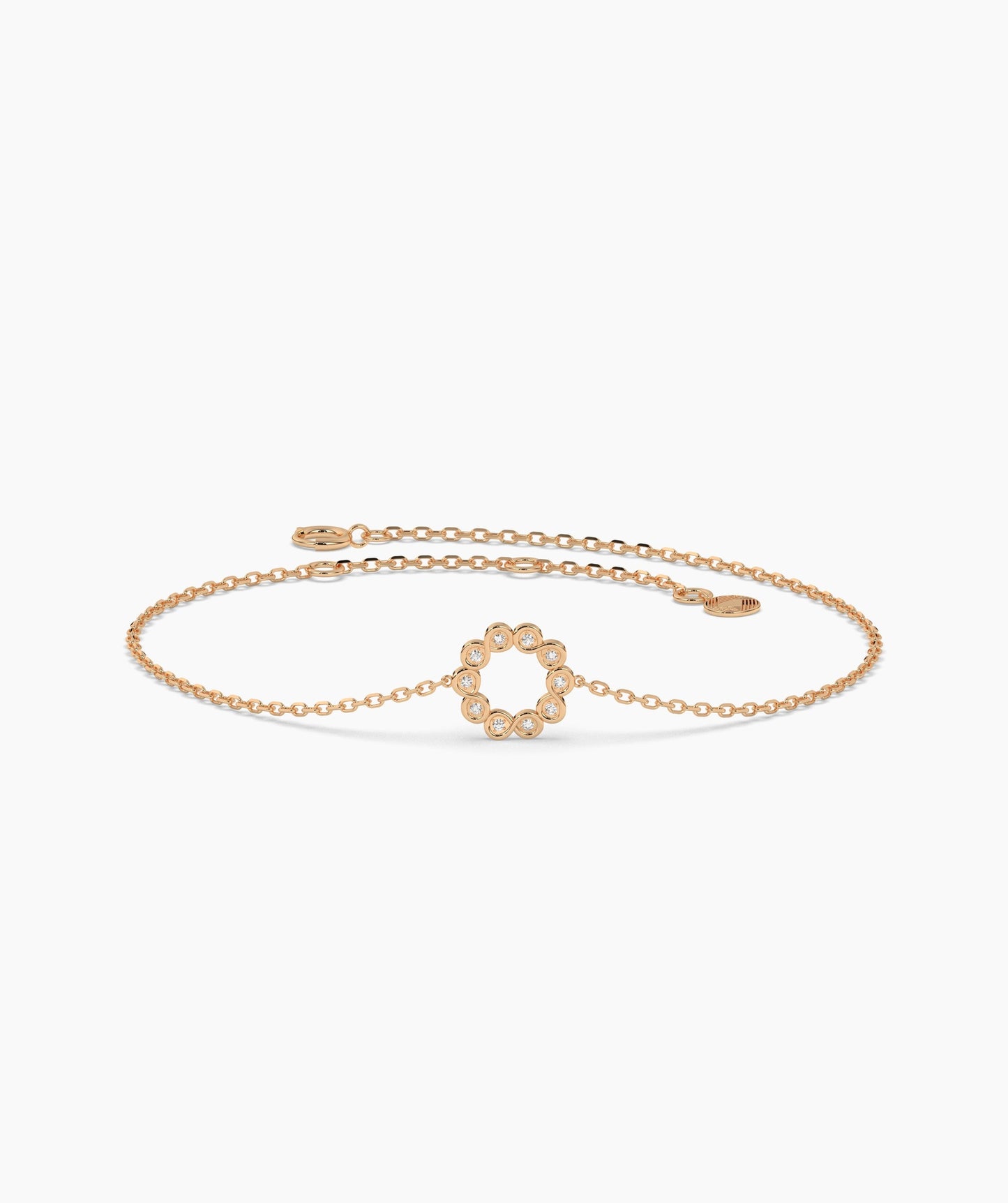 14K Gold Bezel Diamond Circle Bracelet