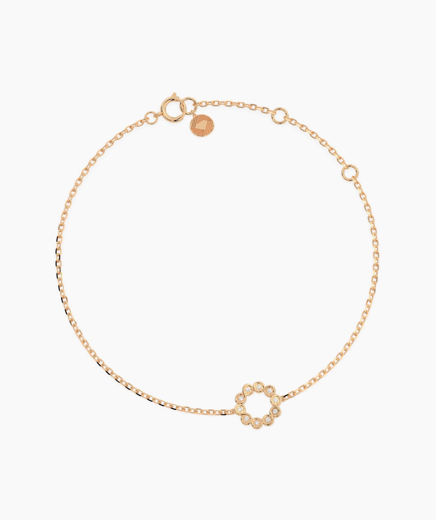 14K Gold Bezel Diamond Circle Bracelet