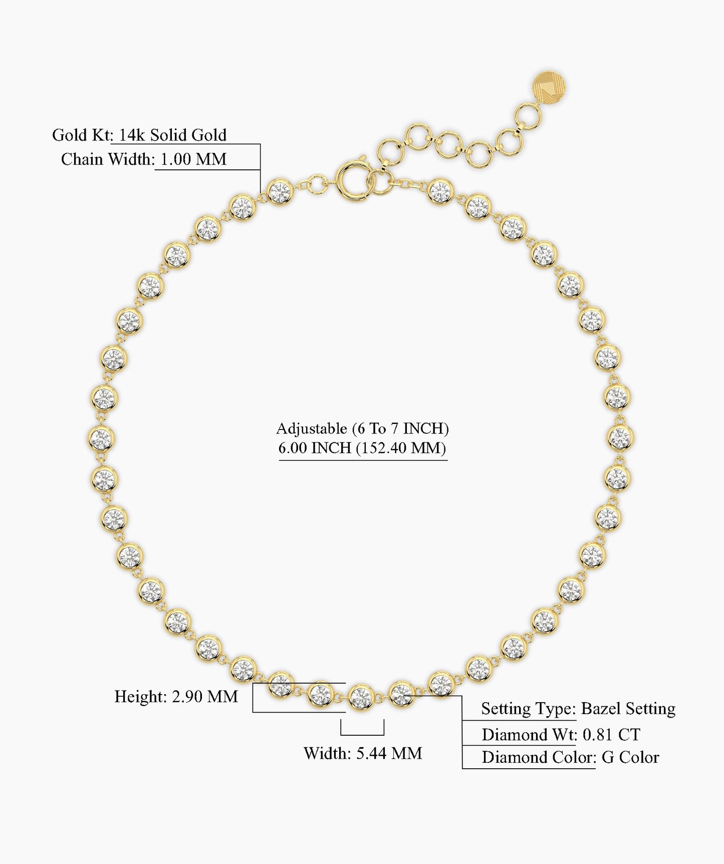 Gold Bezel Tennis Bracelet