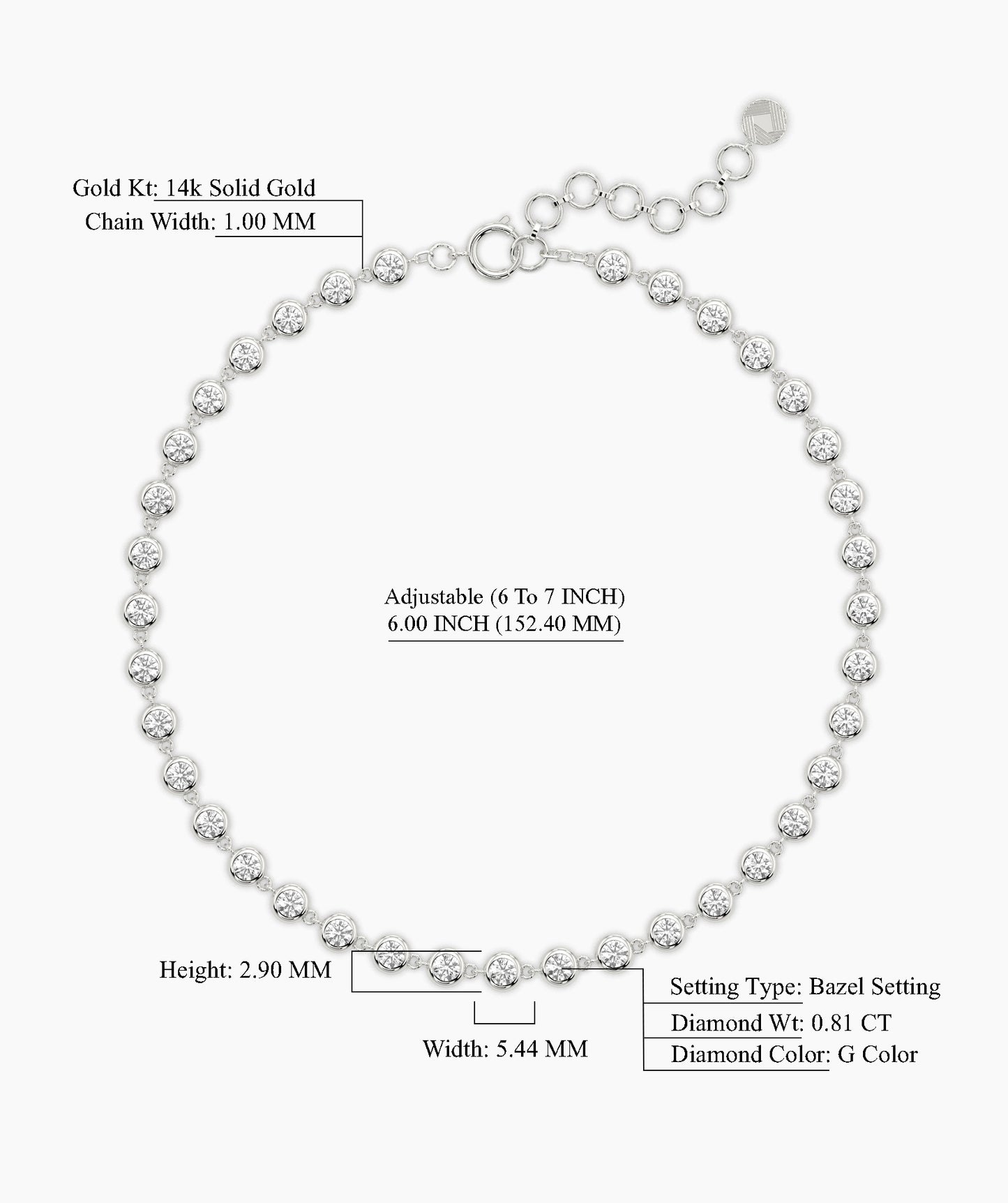 Gold Bezel Tennis Bracelet