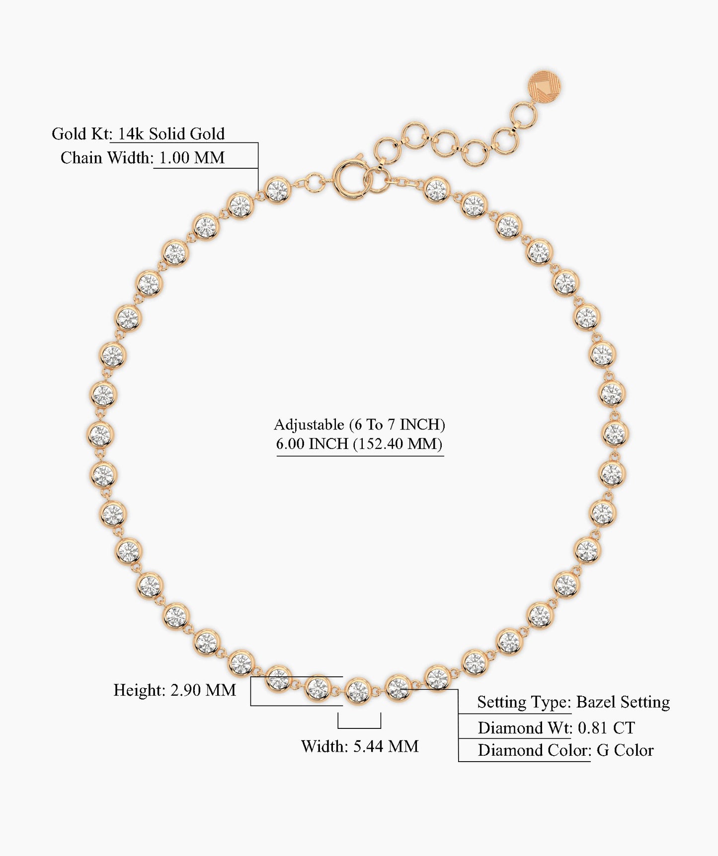 Gold Bezel Tennis Bracelet