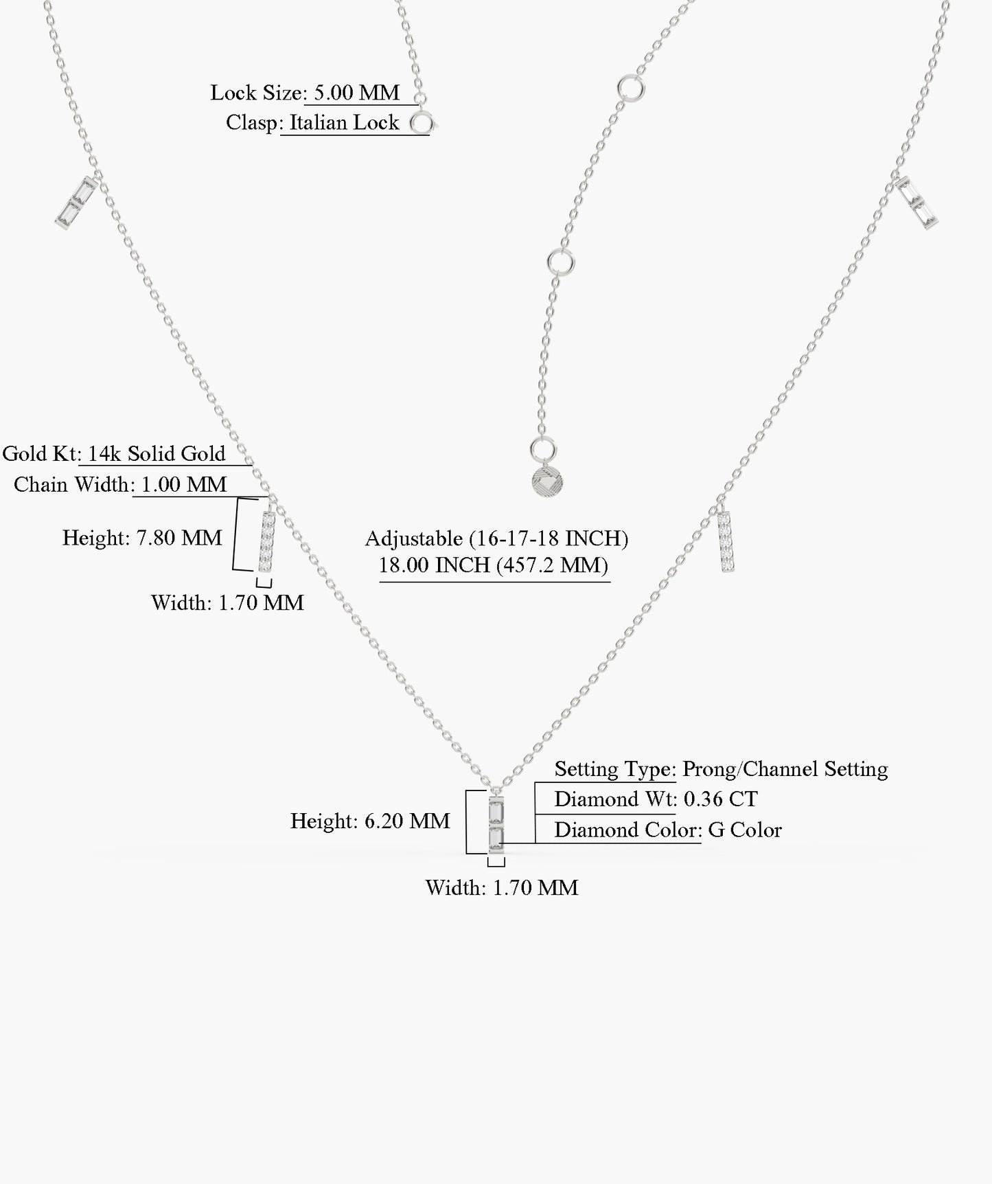 Luxury Linear Diamond Gold Necklace