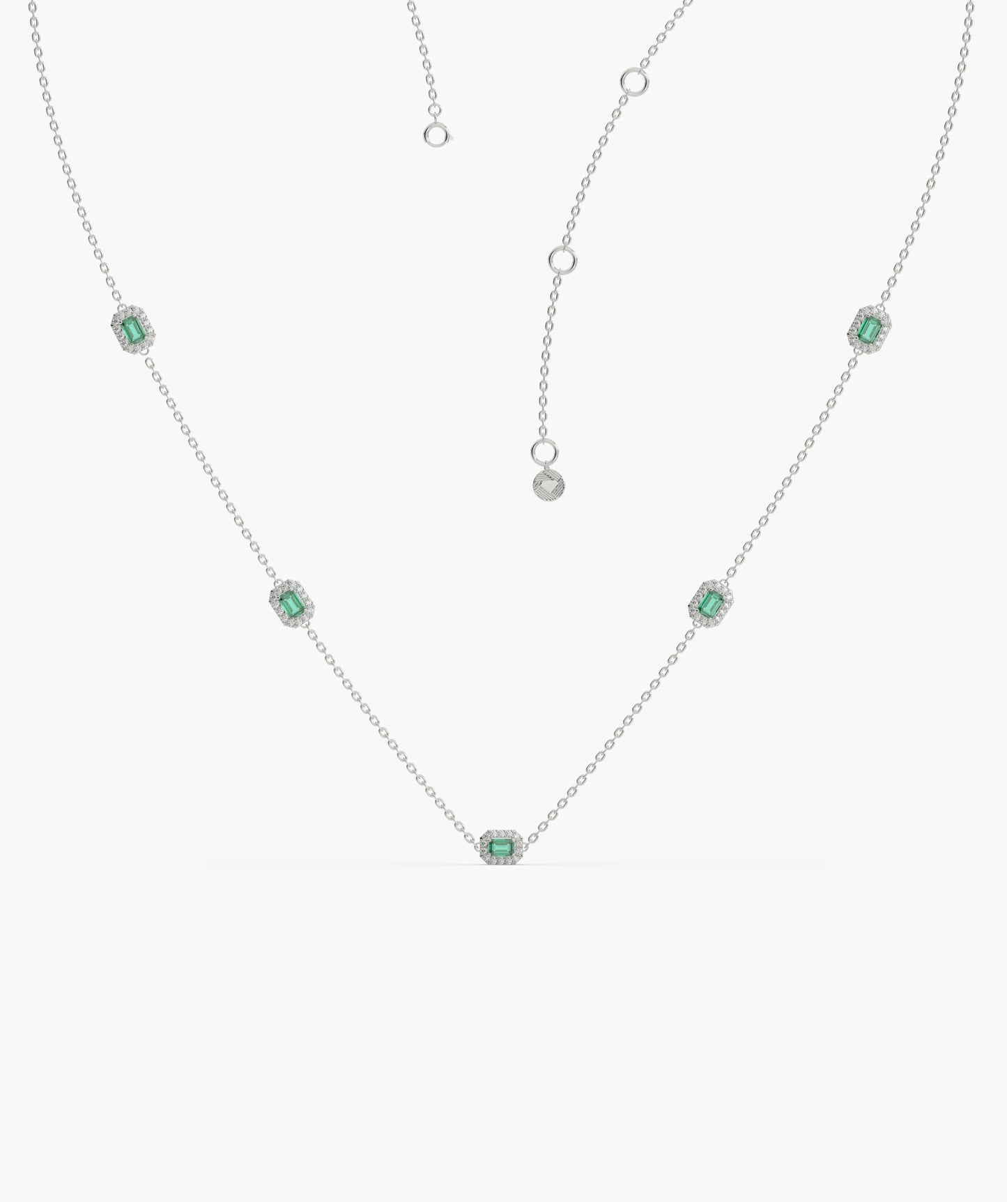 Emerald Elegance Station Necklace