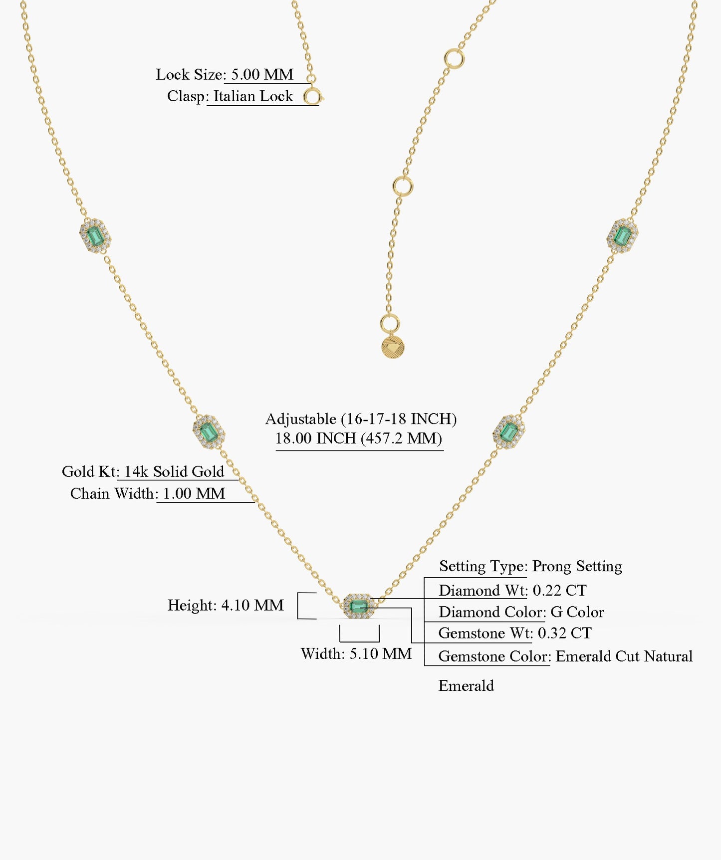 Emerald Elegance Station Necklace