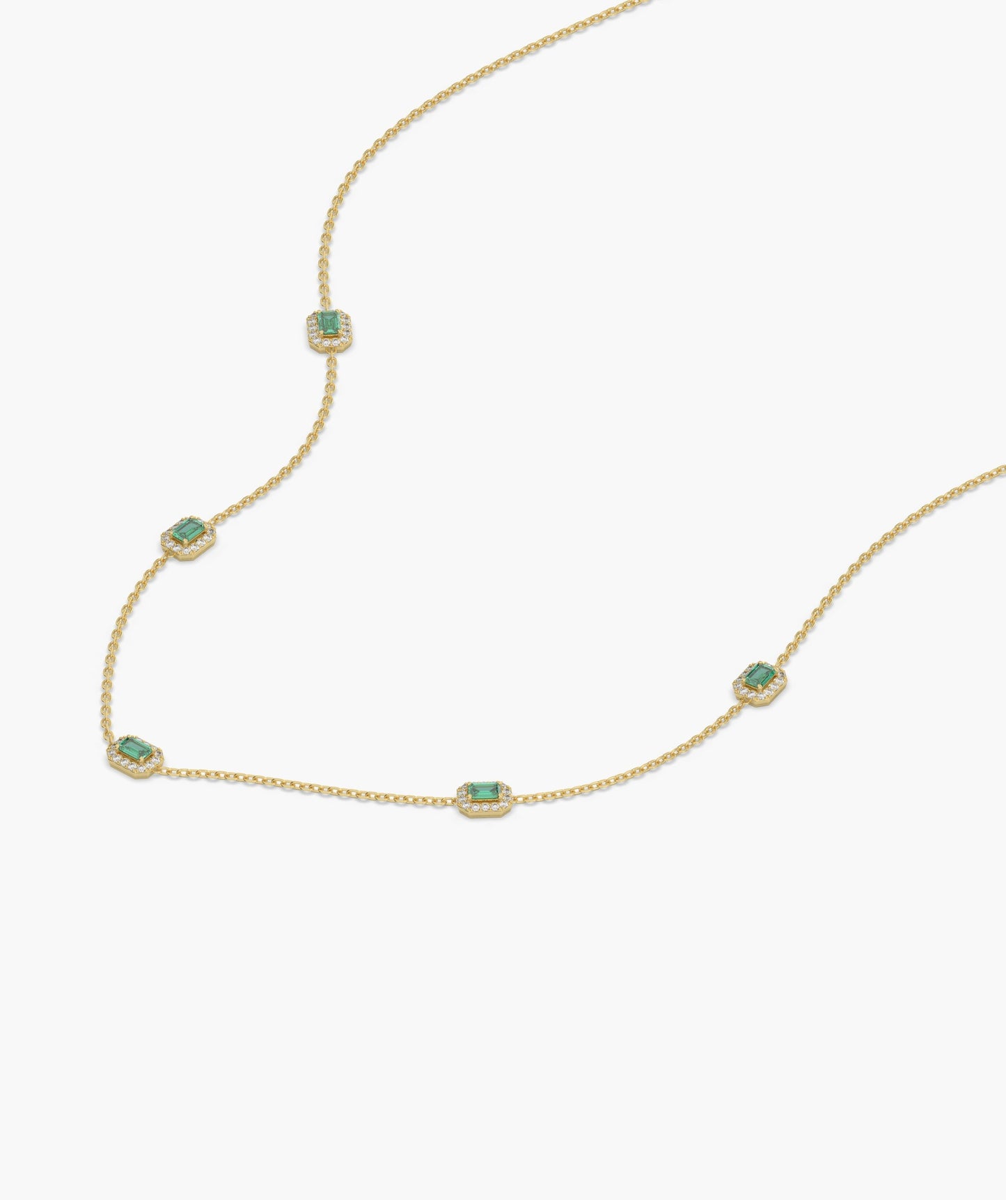 Emerald Elegance Station Necklace