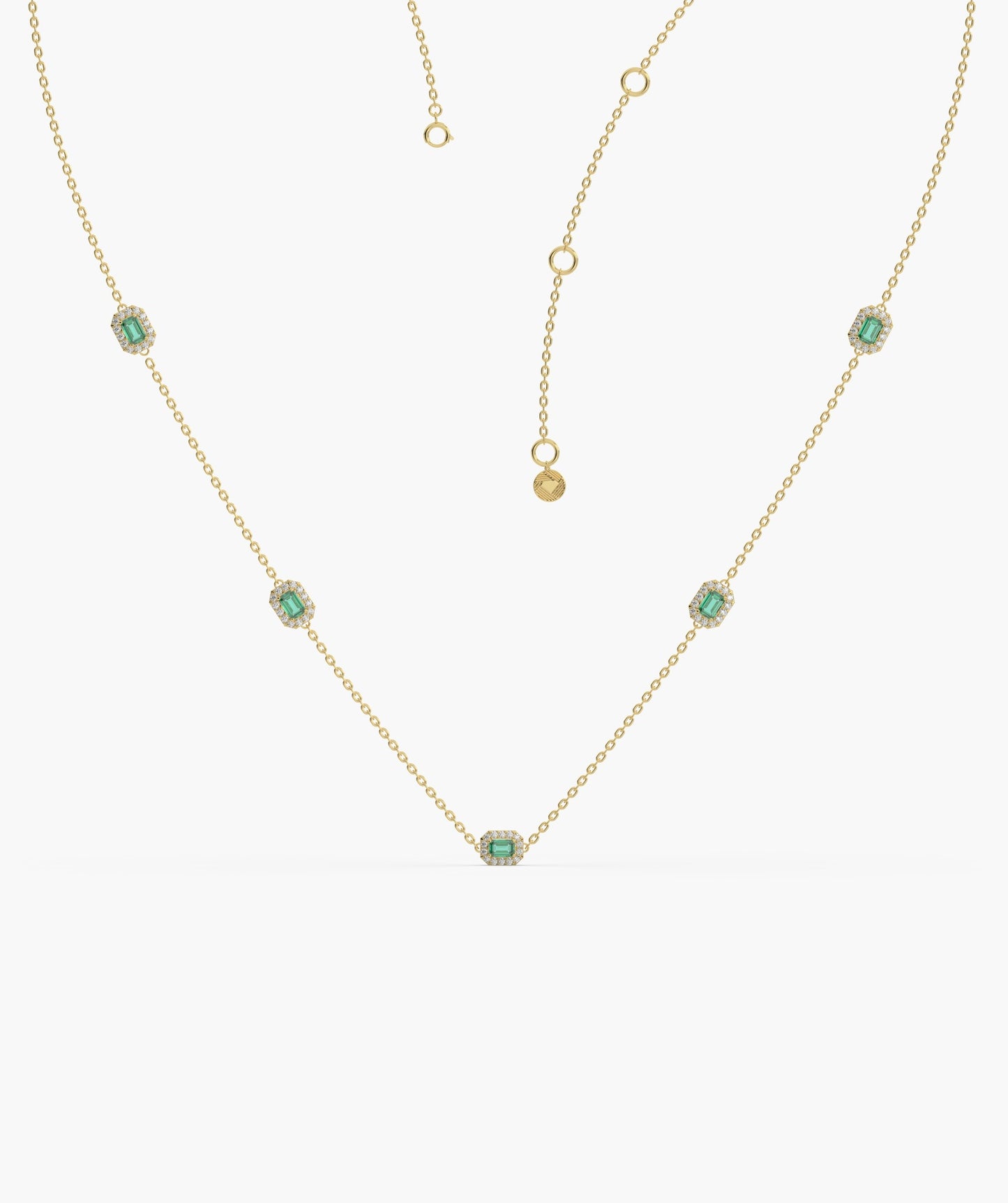 Emerald Elegance Station Necklace