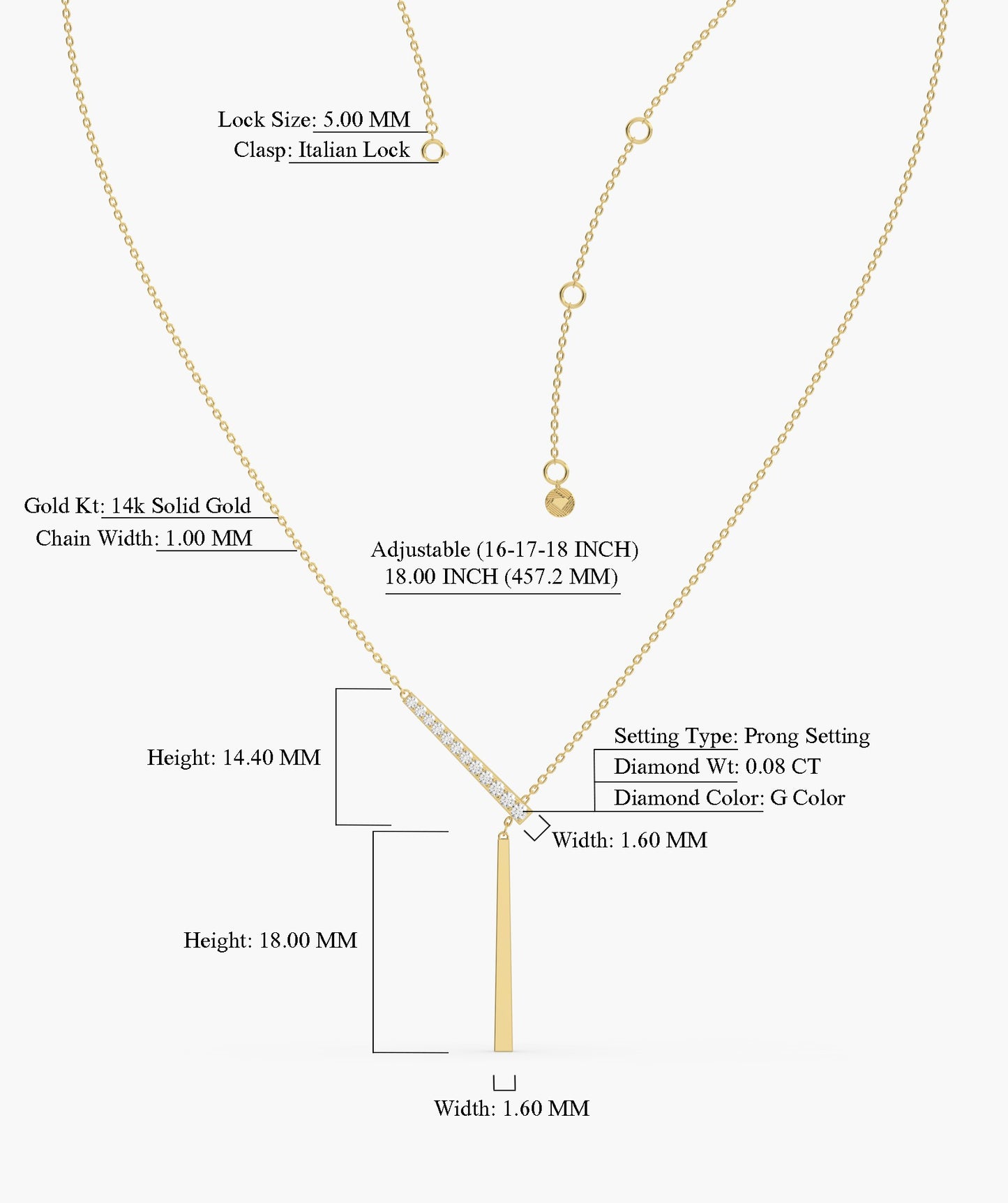 Linear Elegance 14K Gold Necklace