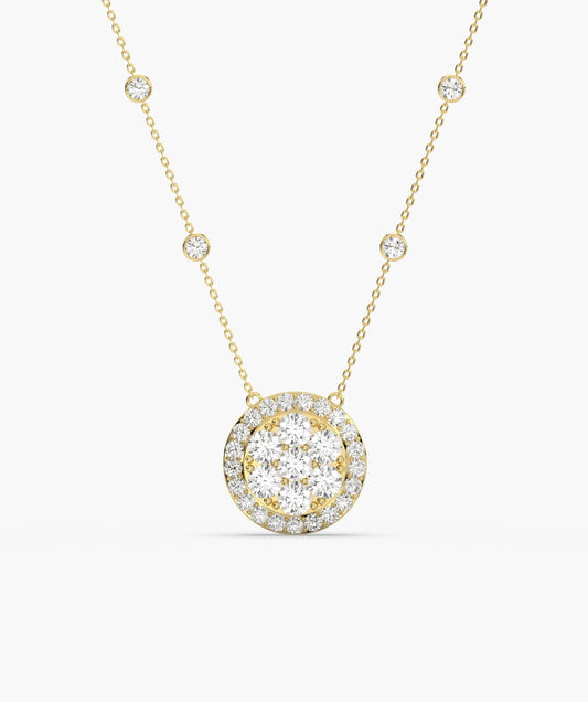 14K Gold Glitter Circle Pendant