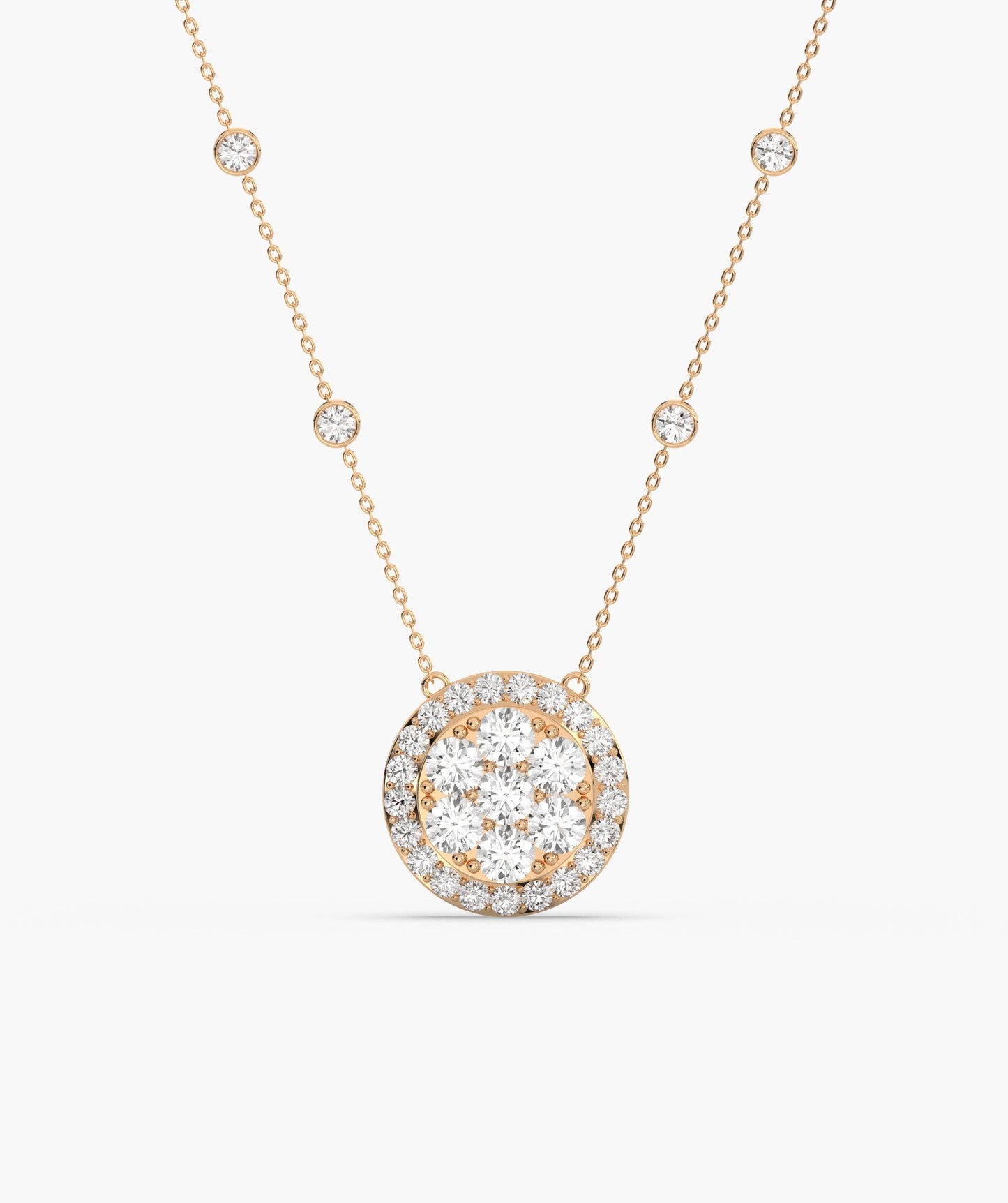 14K Gold Glitter Circle Pendant