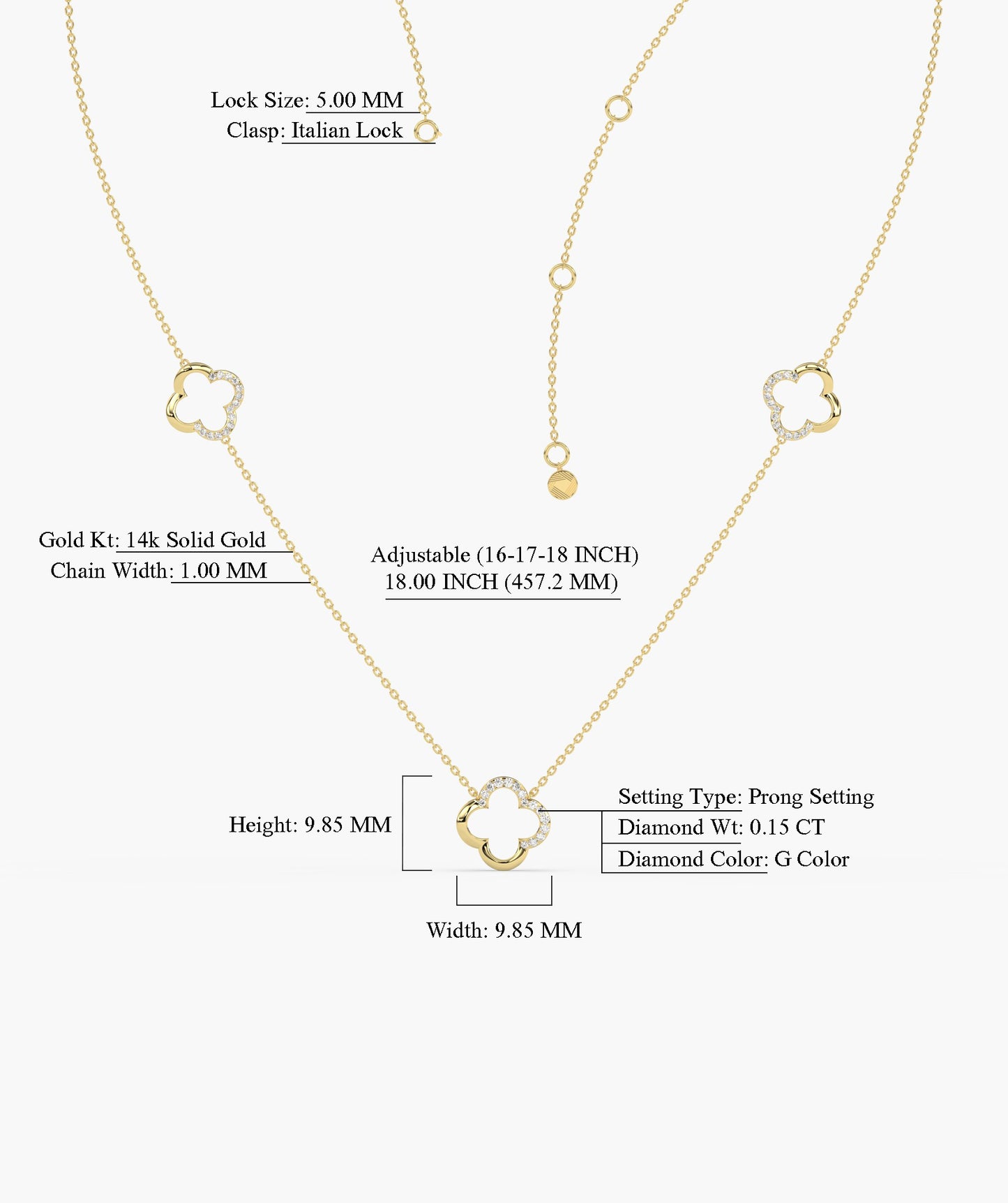 Lucky Clover 14K Gold Necklace