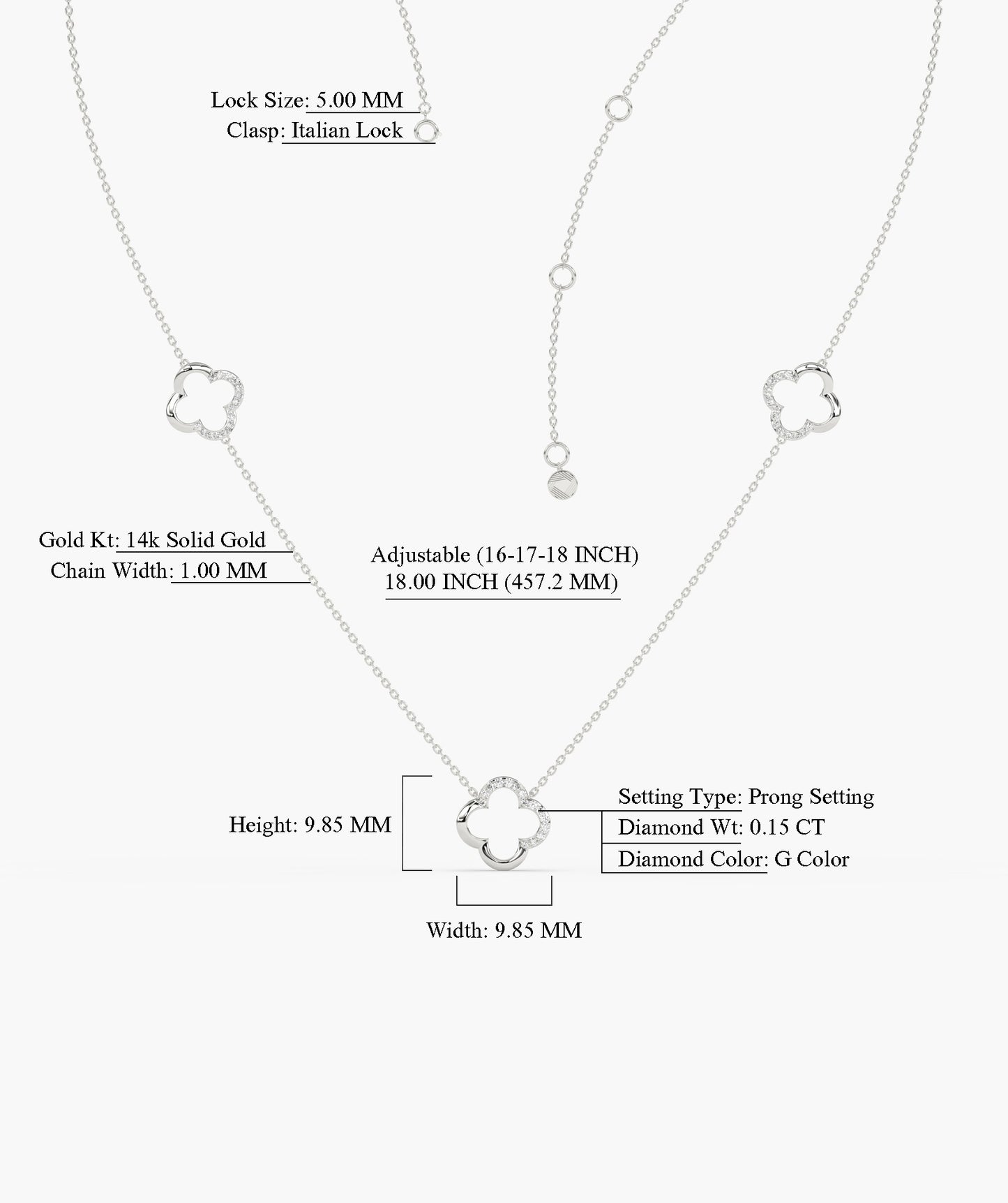 Lucky Clover 14K Gold Necklace