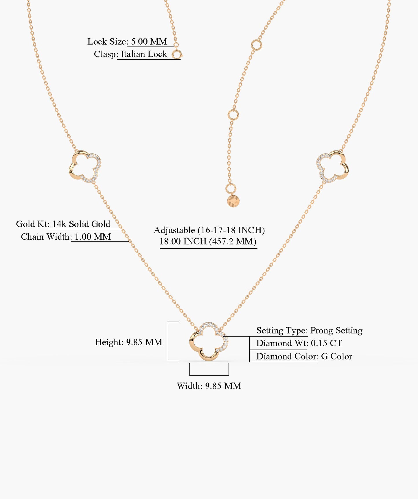 Lucky Clover 14K Gold Necklace
