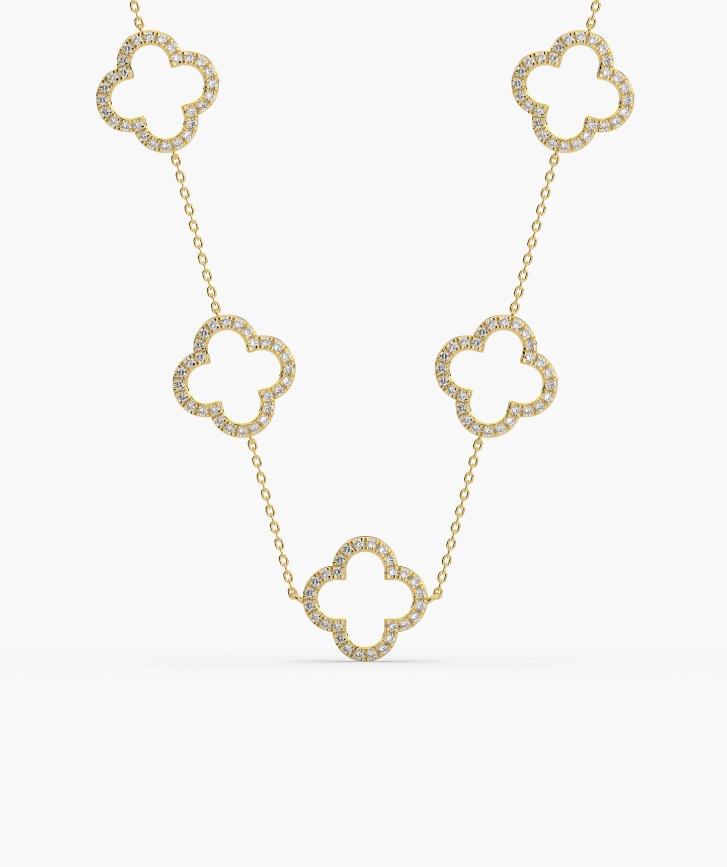 14K Gold Clover Chain Necklace