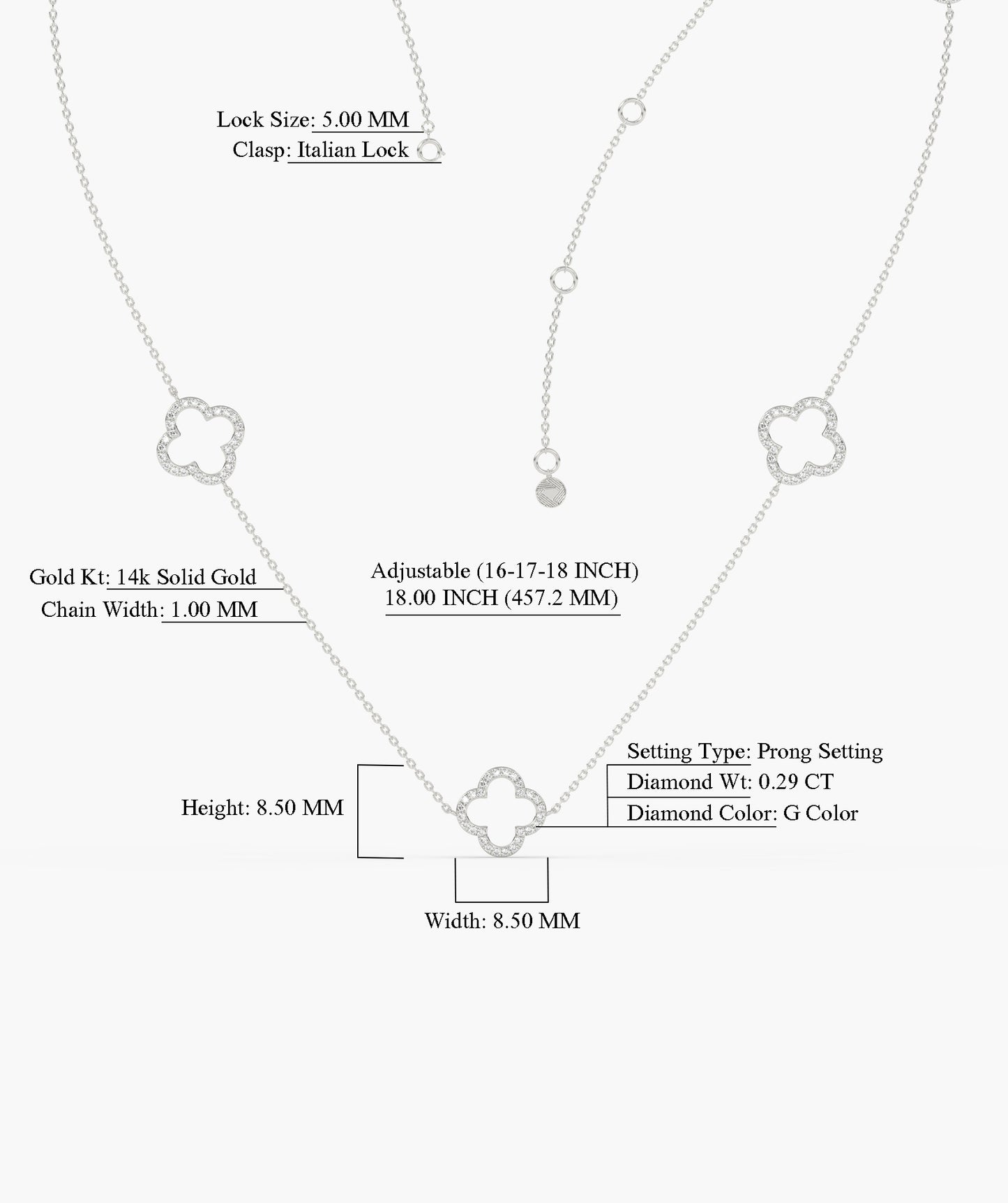 14K Gold Clover Chain Necklace