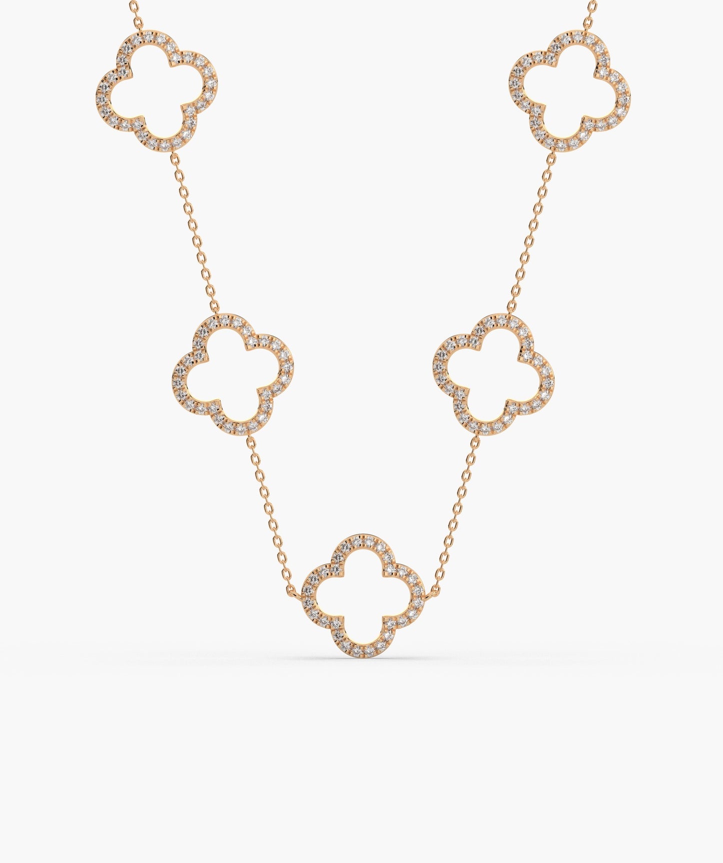 14K Gold Clover Chain Necklace