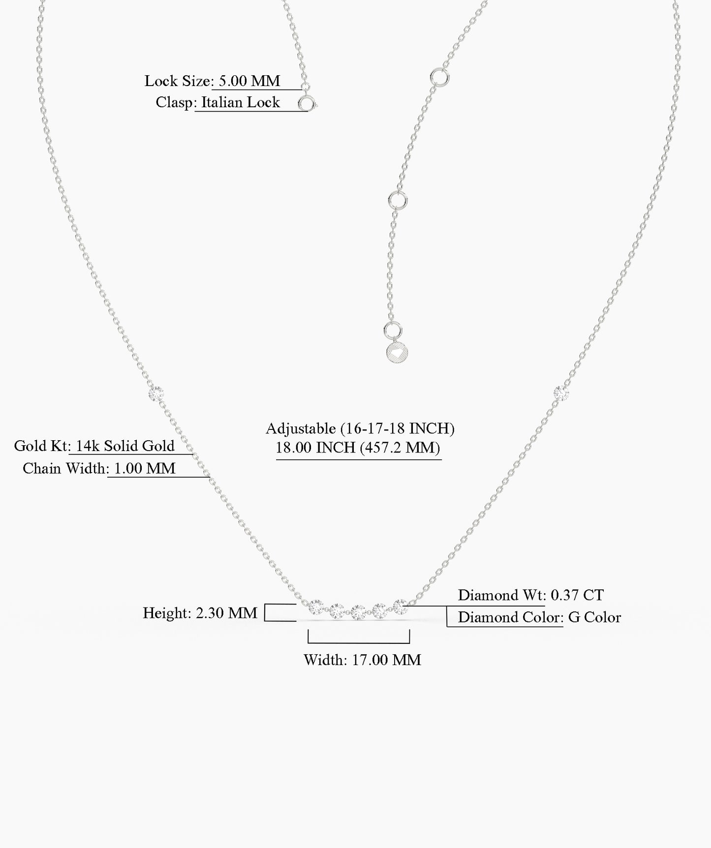 14K Gold Diamond Bar Necklace