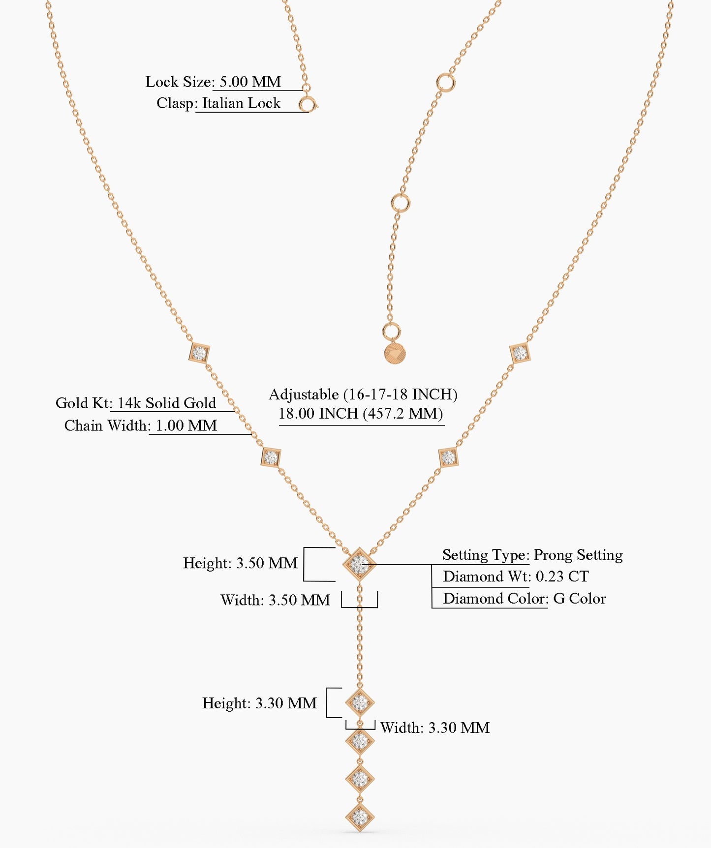 Dainty Diamond Y Drop Necklace