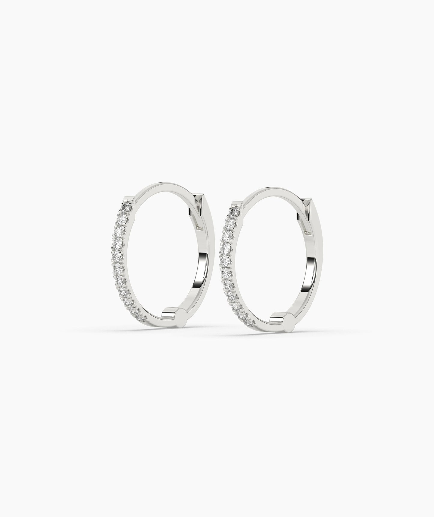 Diamond Row 14K Gold Hoop Earrings