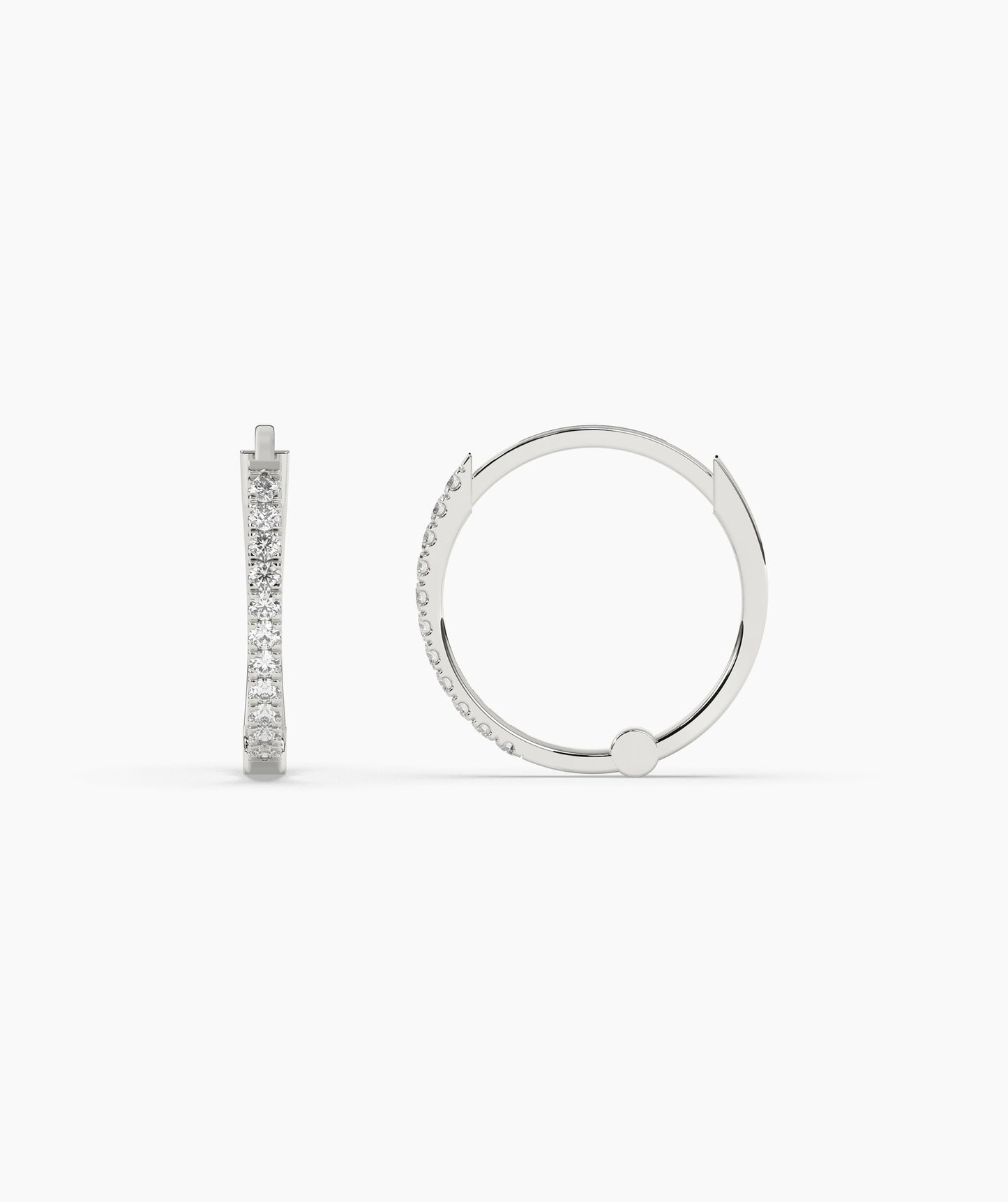 Diamond Row 14K Gold Hoop Earrings