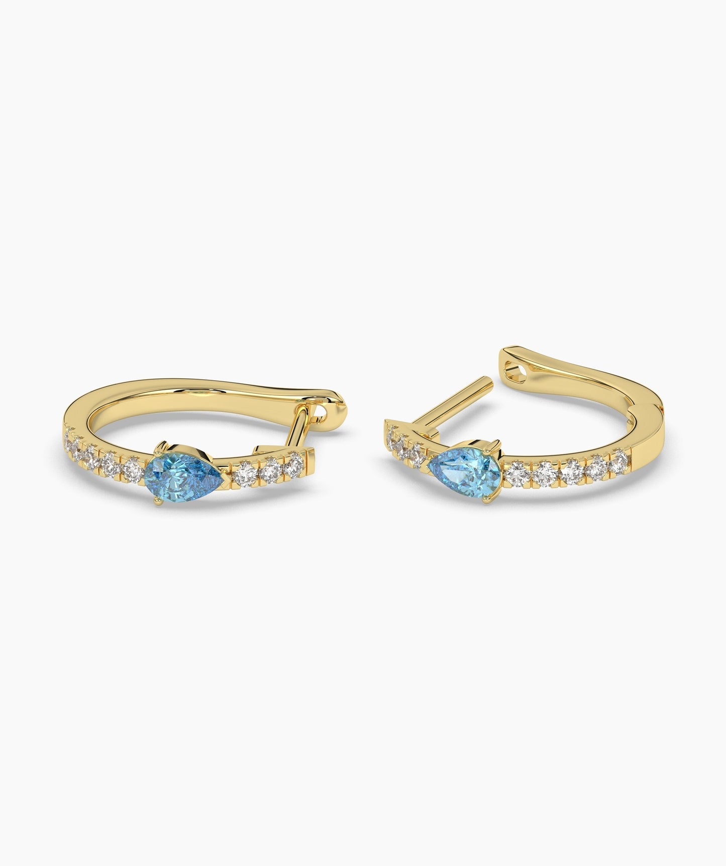 Blue Topaz Huggie Hoops Earrings