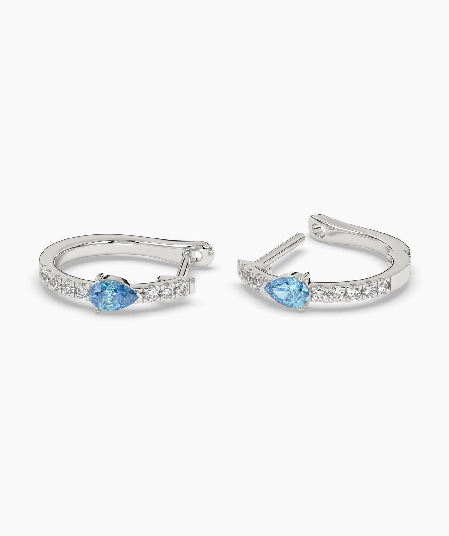 Blue Topaz Huggie Hoops Earrings